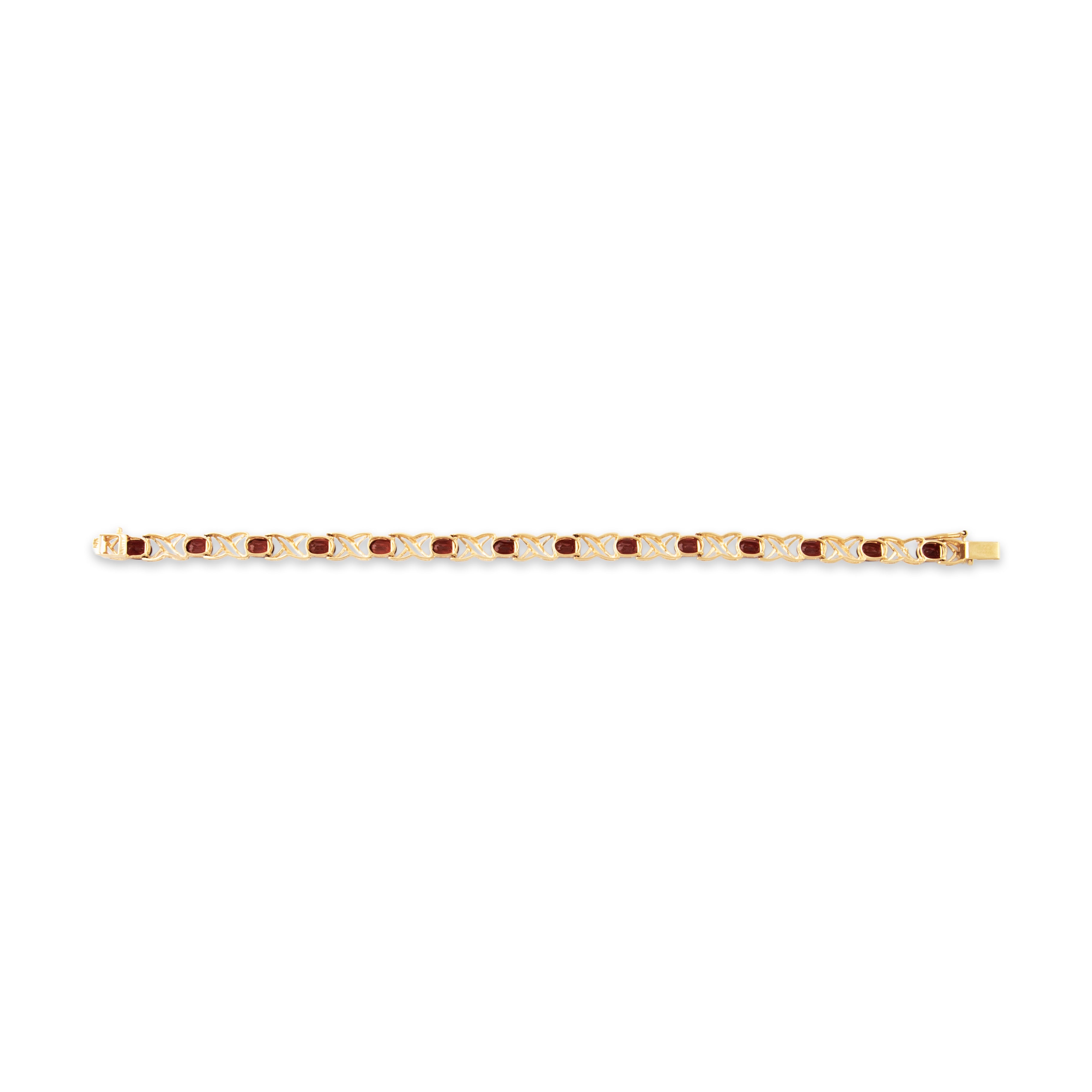 Vintage 14k Yellow Gold 6.3cttw Garnet Crossing Link Bracelet 7、mySite、hinf8tx79