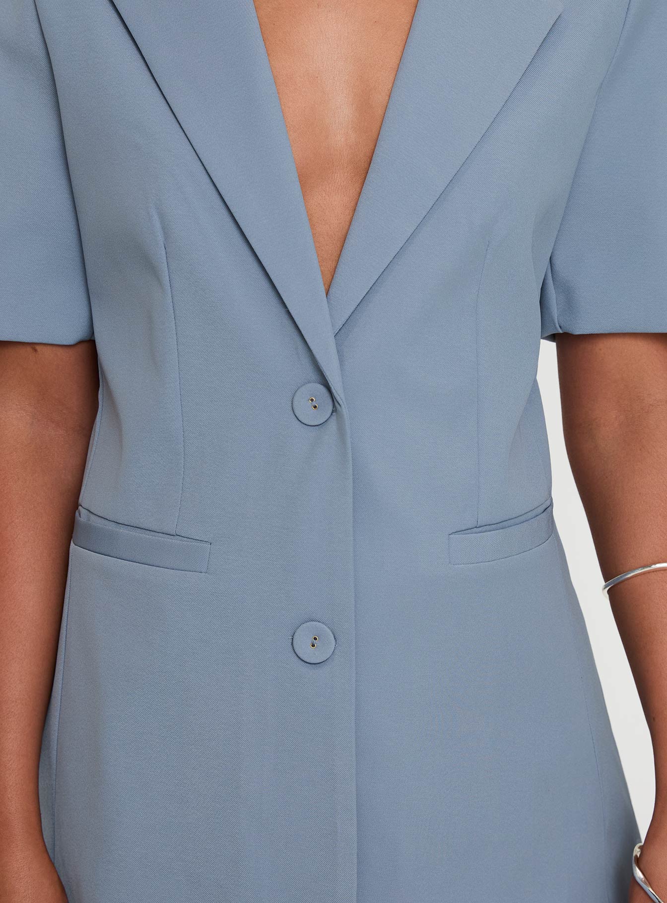 Bisou Bisou Short Sleeved Blazer Blue、mySite、solidvoid