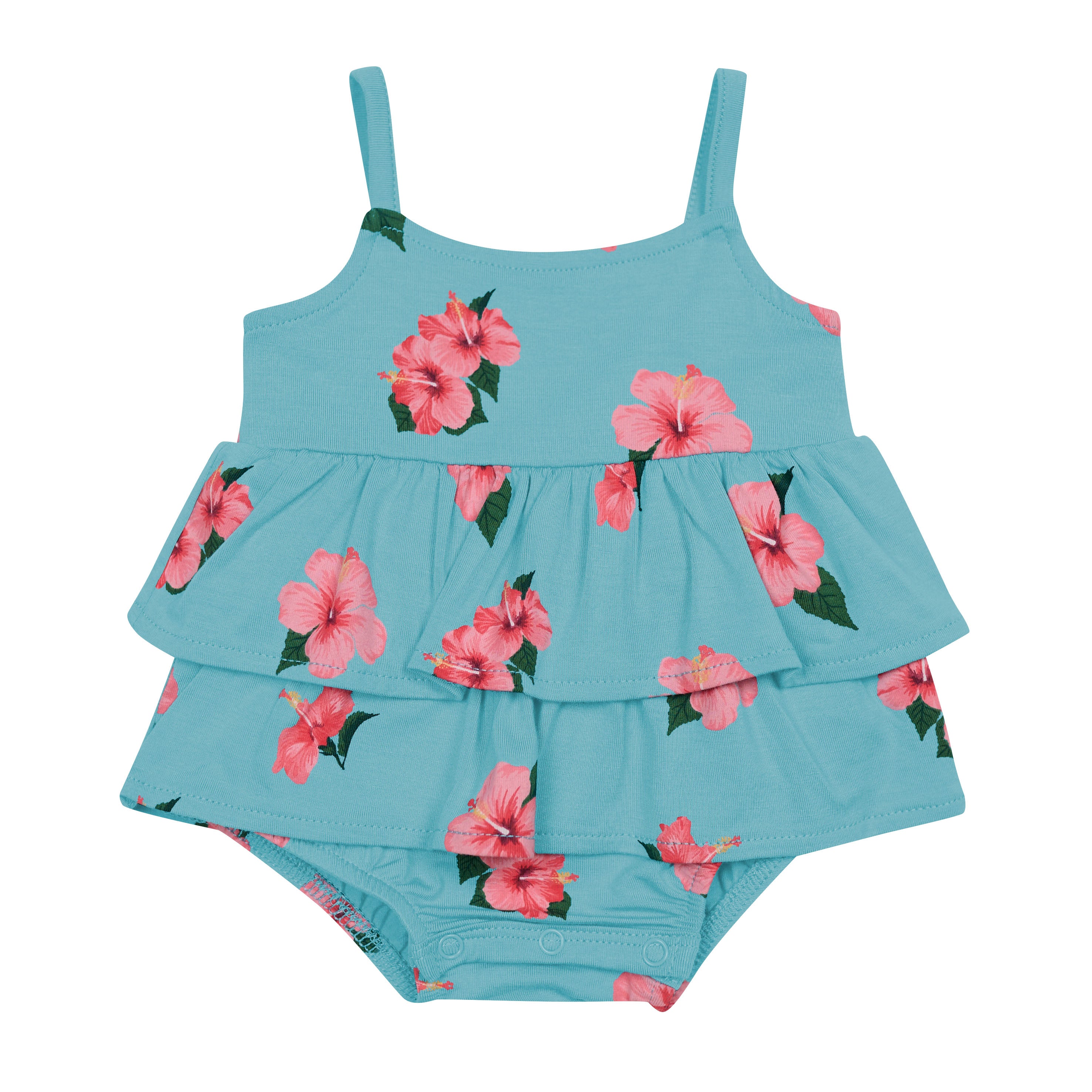  Spaghetti Strap Ruffle Romper in Hibiscus、mySite、layawaytickets