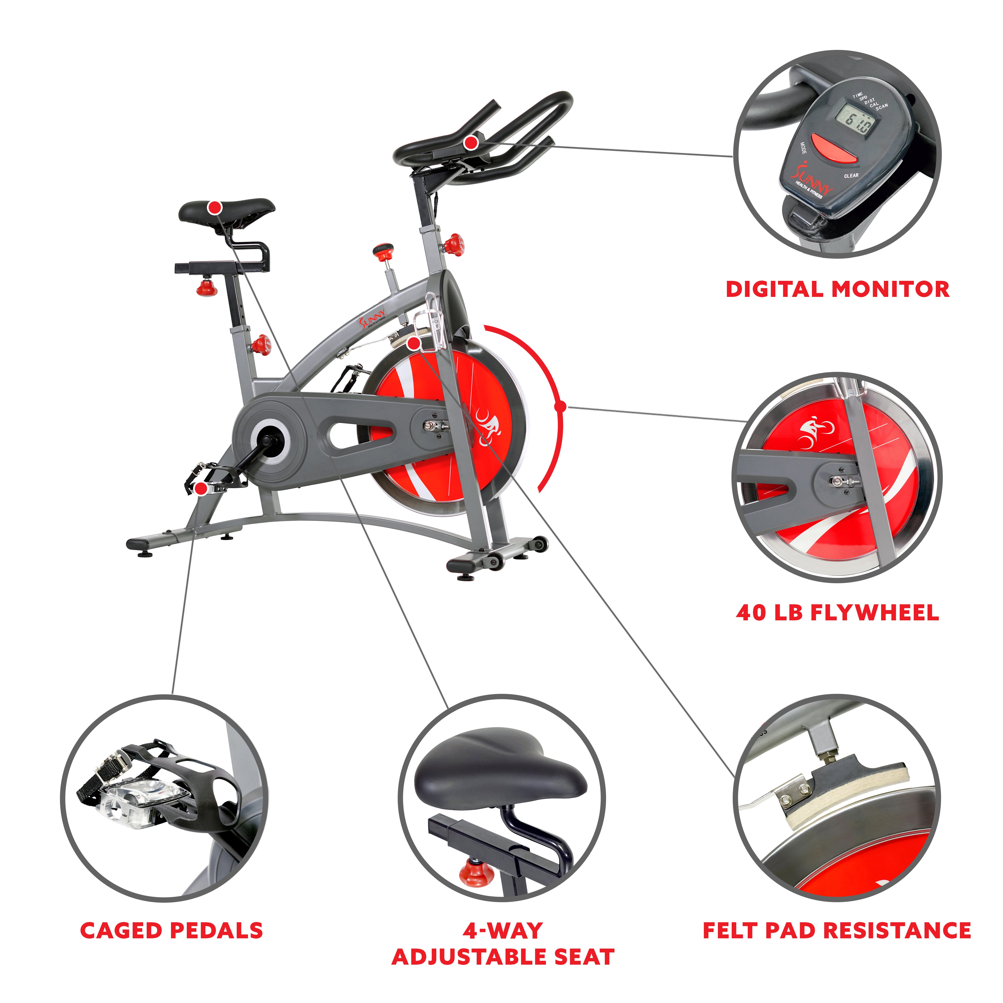  Belt Drive Exercise Bike Indoor Cycling Bike w/ LCD Monitor、mySite、ghnorth