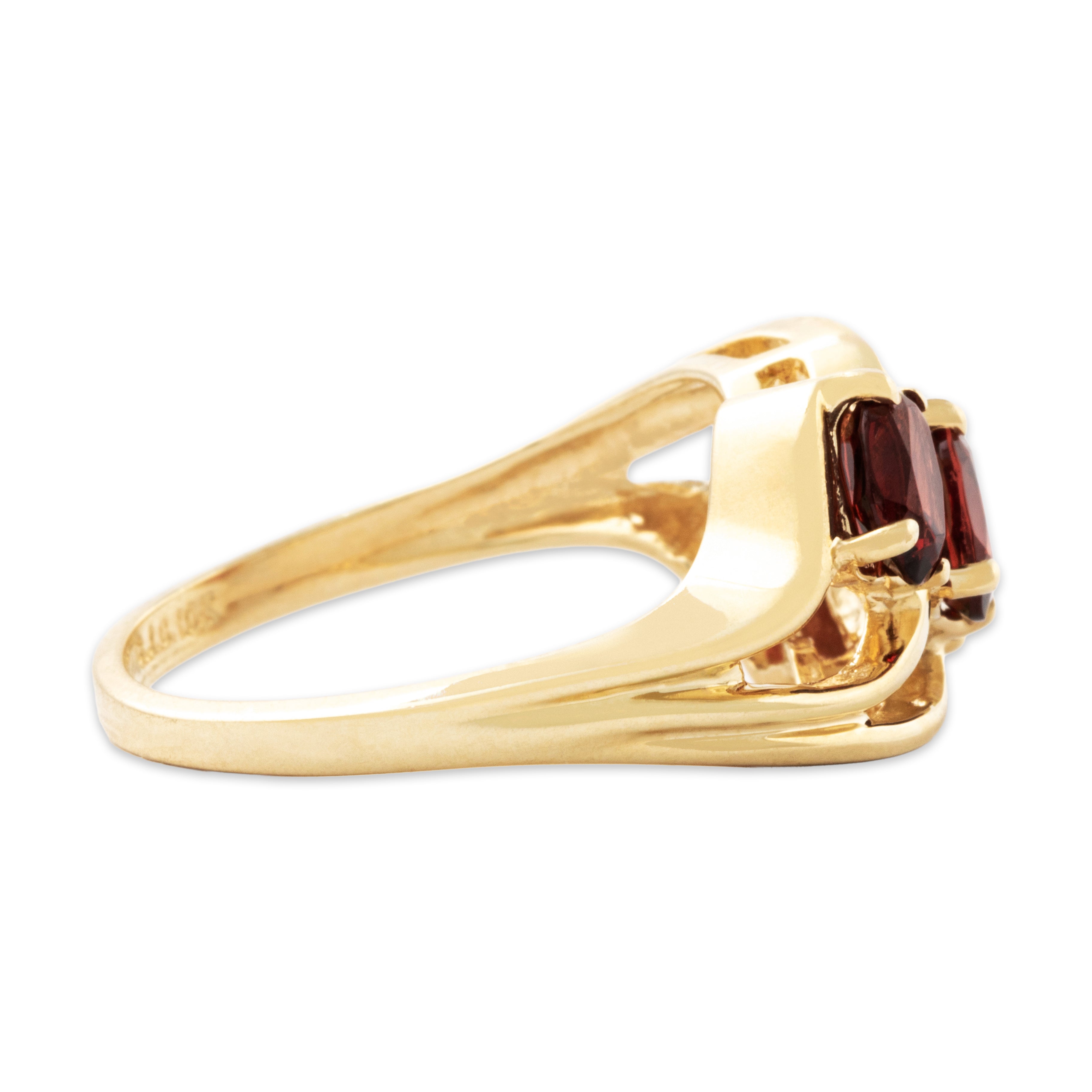 Vintage 10k Yellow Gold 1.2cttw Garnet Flourishing Trio Ring 7.00、mySite、hinf8tx79