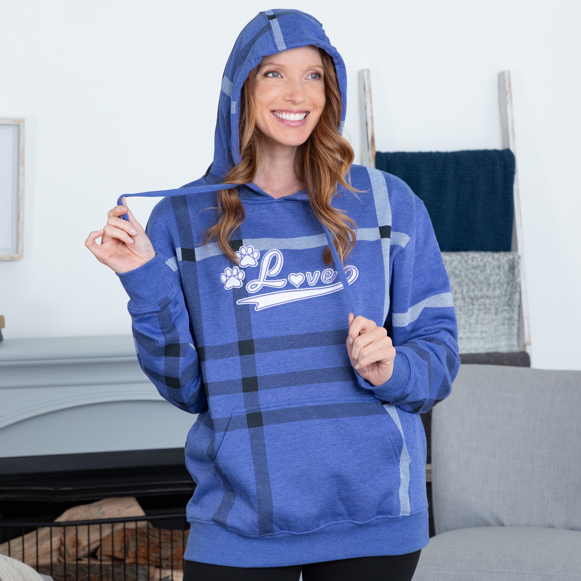 Plaid Paw with Love Hooded Sweatshirt、mySite、camillekostekn