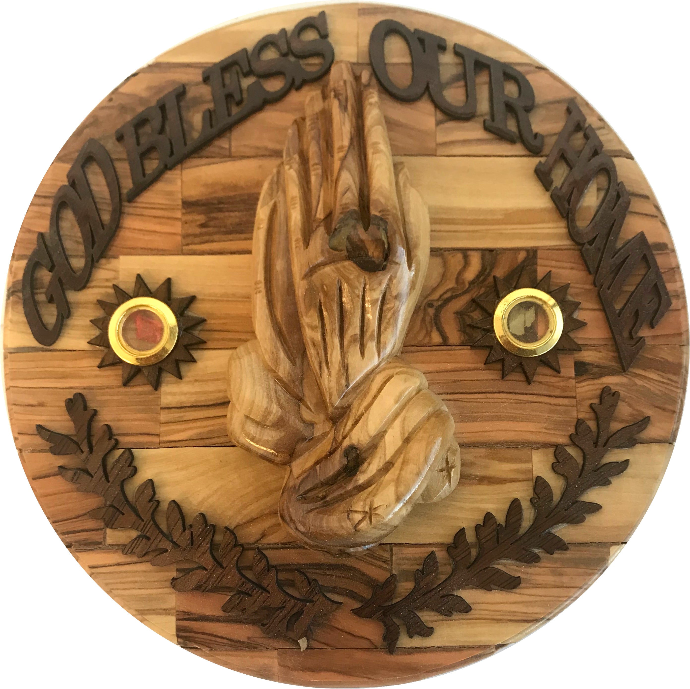  Holy Land Market - God Bless Our Home with Praying Hands Olive Wood Plaque (8 Inches)、mySite、elrpsem3k