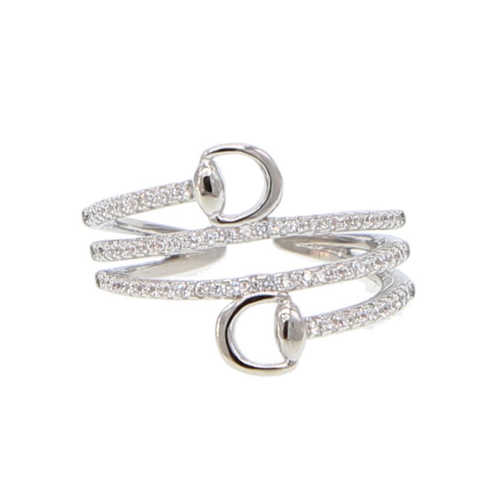 Snaffle Bit Ring Platinum Plated Micro Pave CZ for the Horse Lovers! Gorgeous! Sparkly!、mySite、g9winljtr