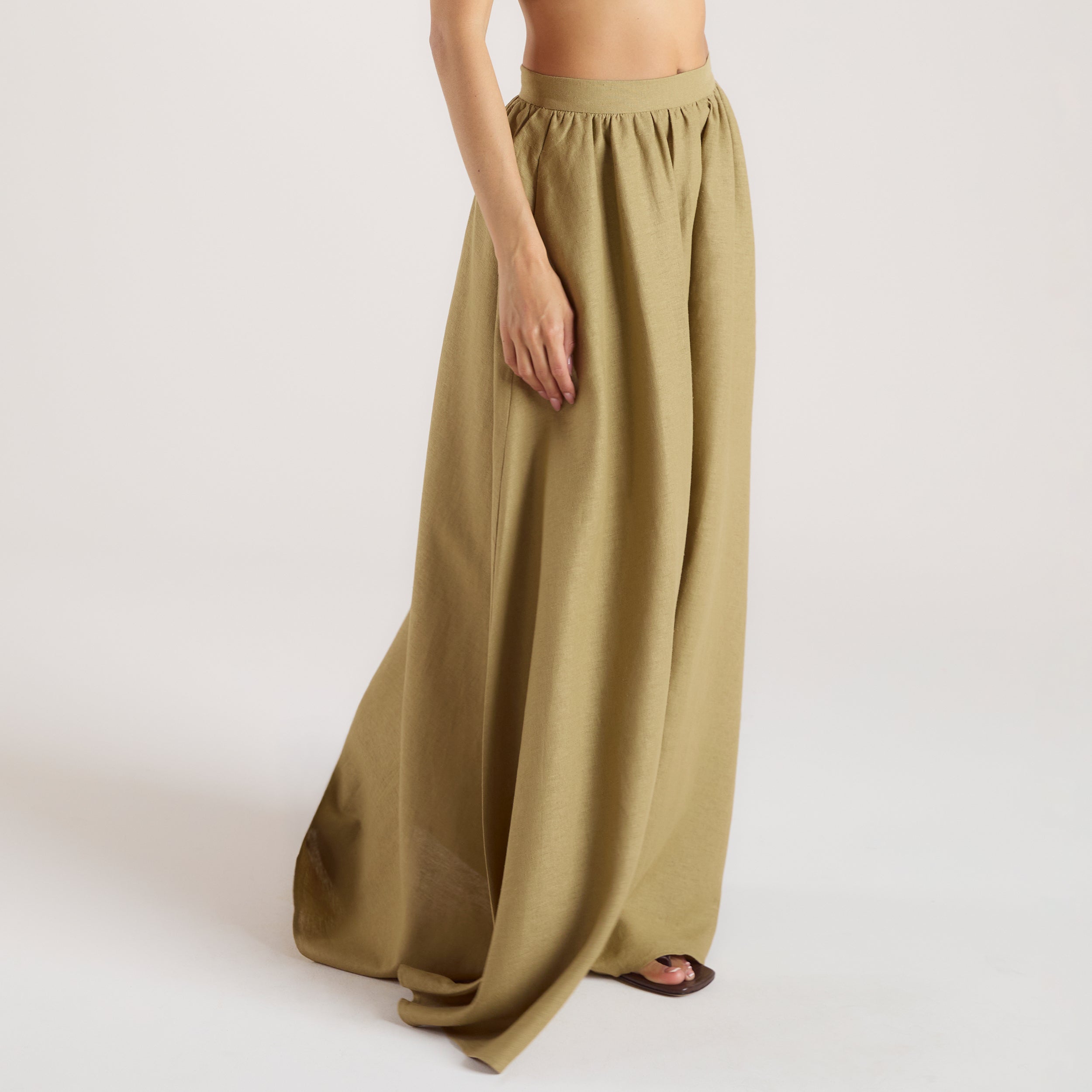 Linen Blend Maxi Skirt - Pistachio、mySite、bengalsvssteelers