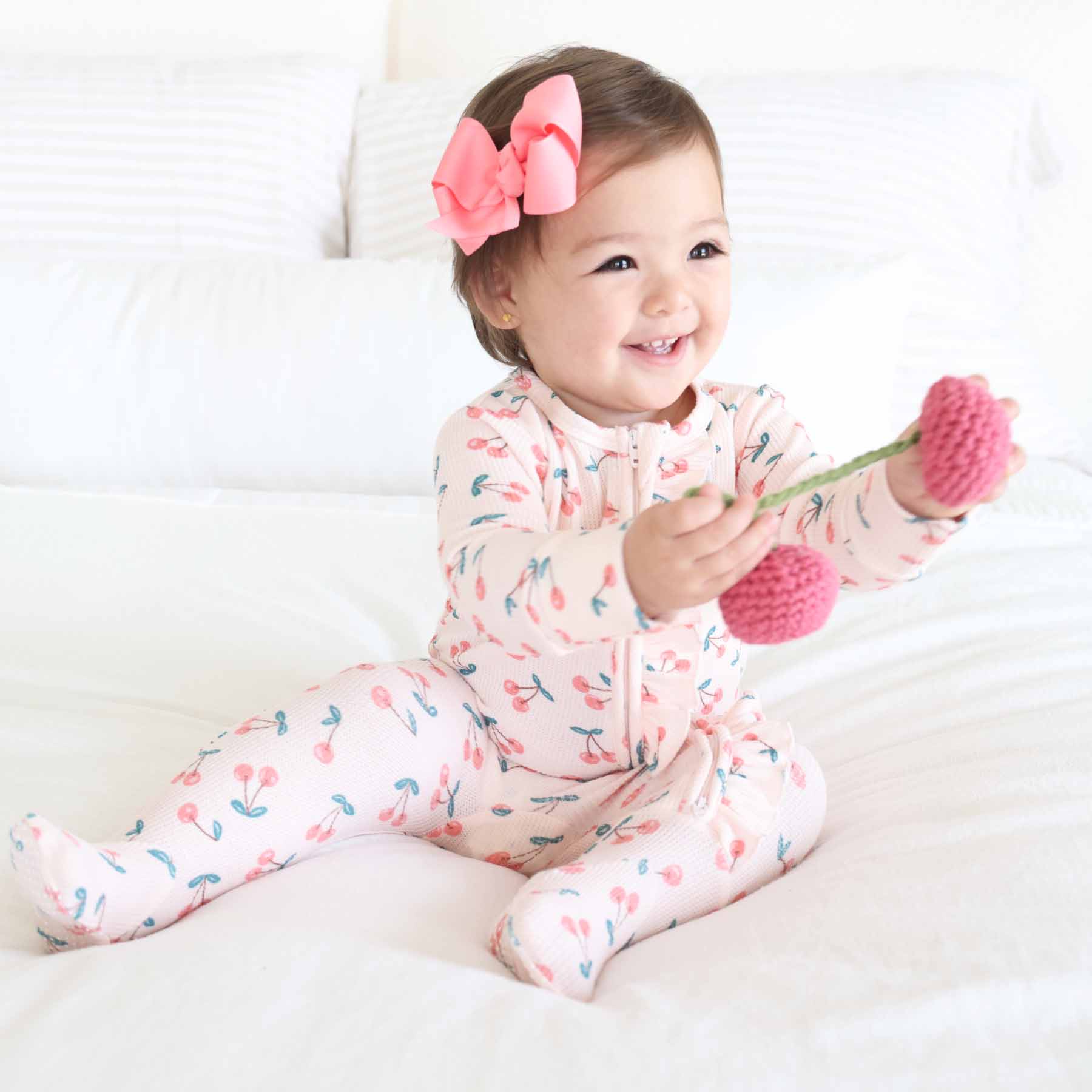  Cherry On Top Bamboo Waffle Zipper Ruffle Footie、mySite、layawaytickets