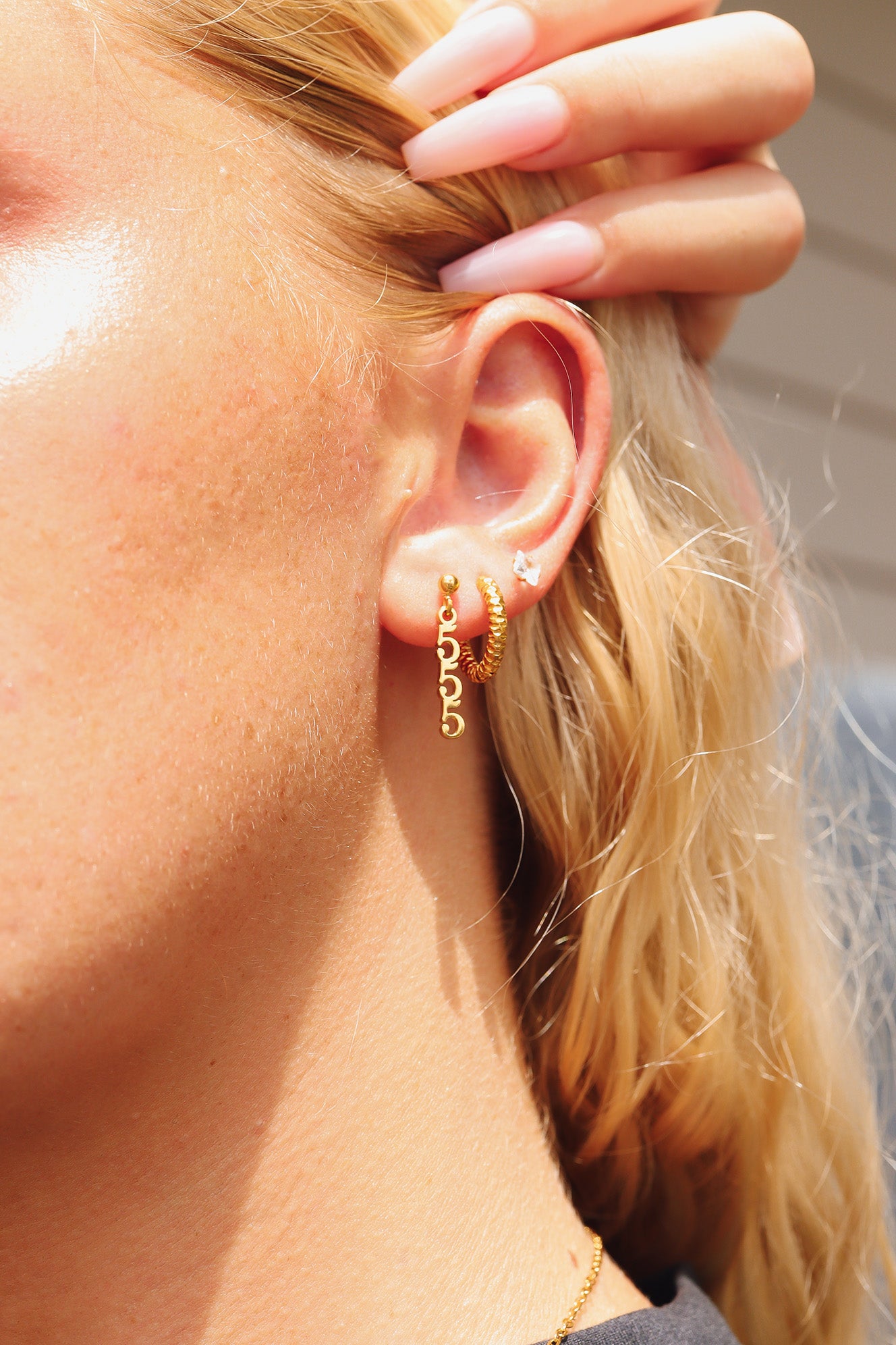 27 PC 18K Gold Stainless Steel Angel Number Earring Set / BND0054、mySite、dreamappss