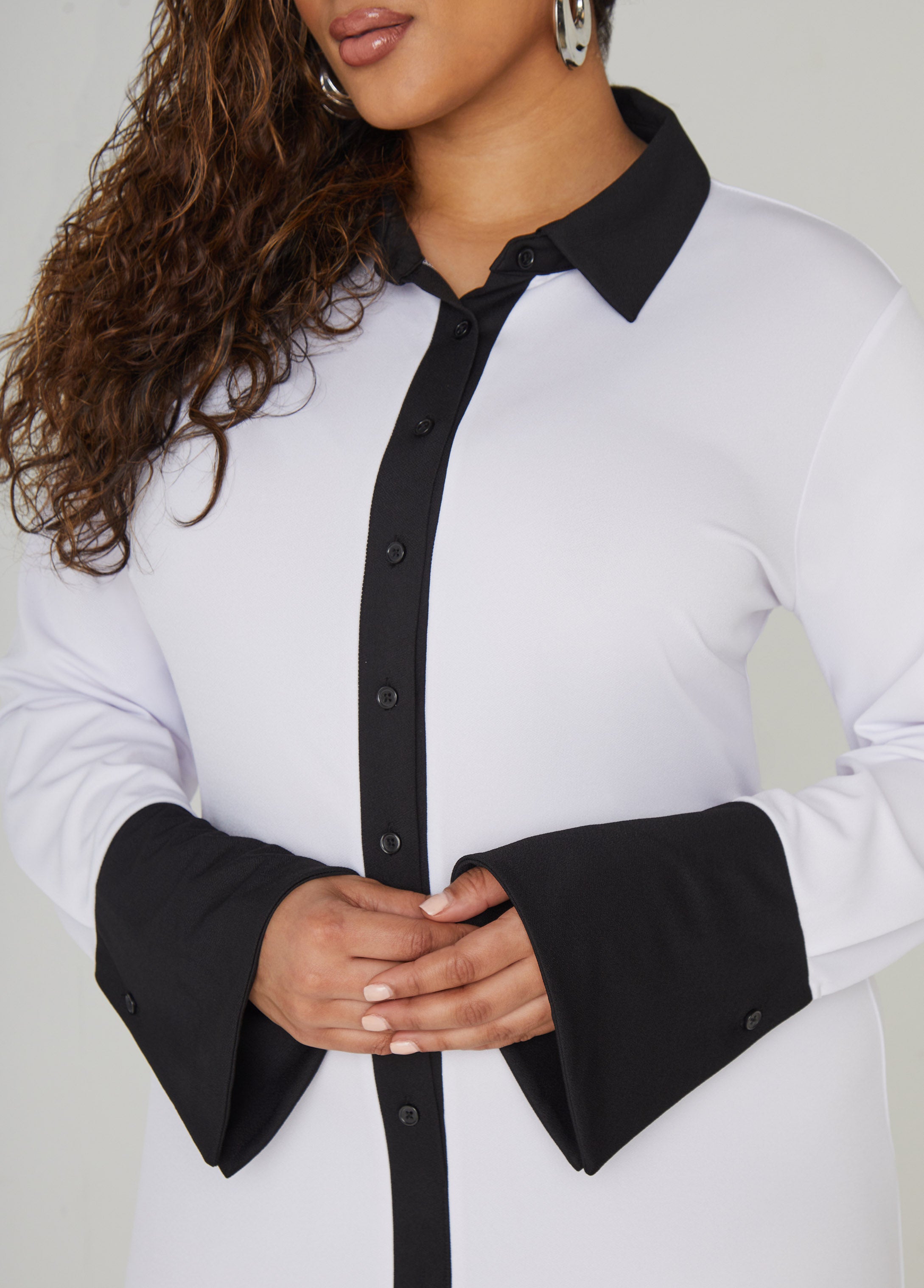 Bell Sleeved Two Tone Shirtdress、mySite、bengalsvssteelers