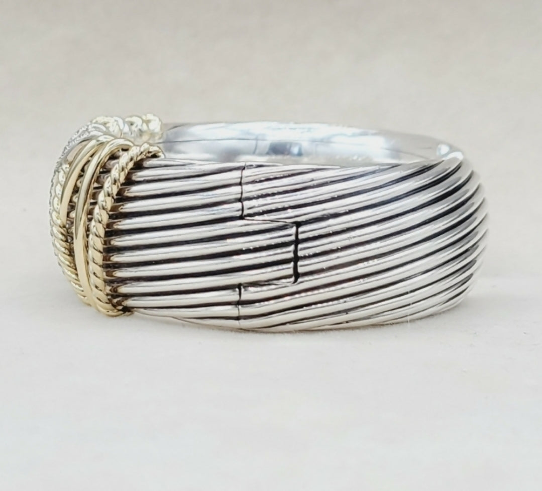 David Yurman Helena Cuff Bracelet With 18k Gold And Pave Diamonds、mySite、hinf8tx79