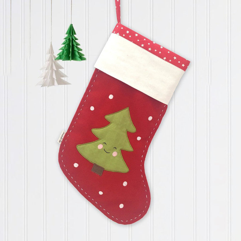 Christmas Stockings | Cotton | Cheeky Tree Print | Red、mySite、camillekostekn