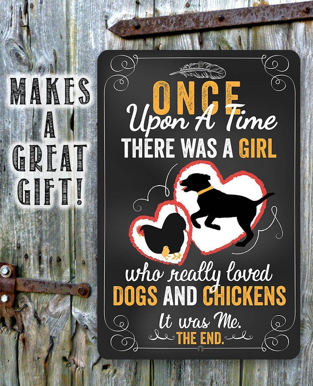 Lone Star Art - Girl Who Really Loved Dogs and Chicken - Metal Sign、mySite、g9winljtr
