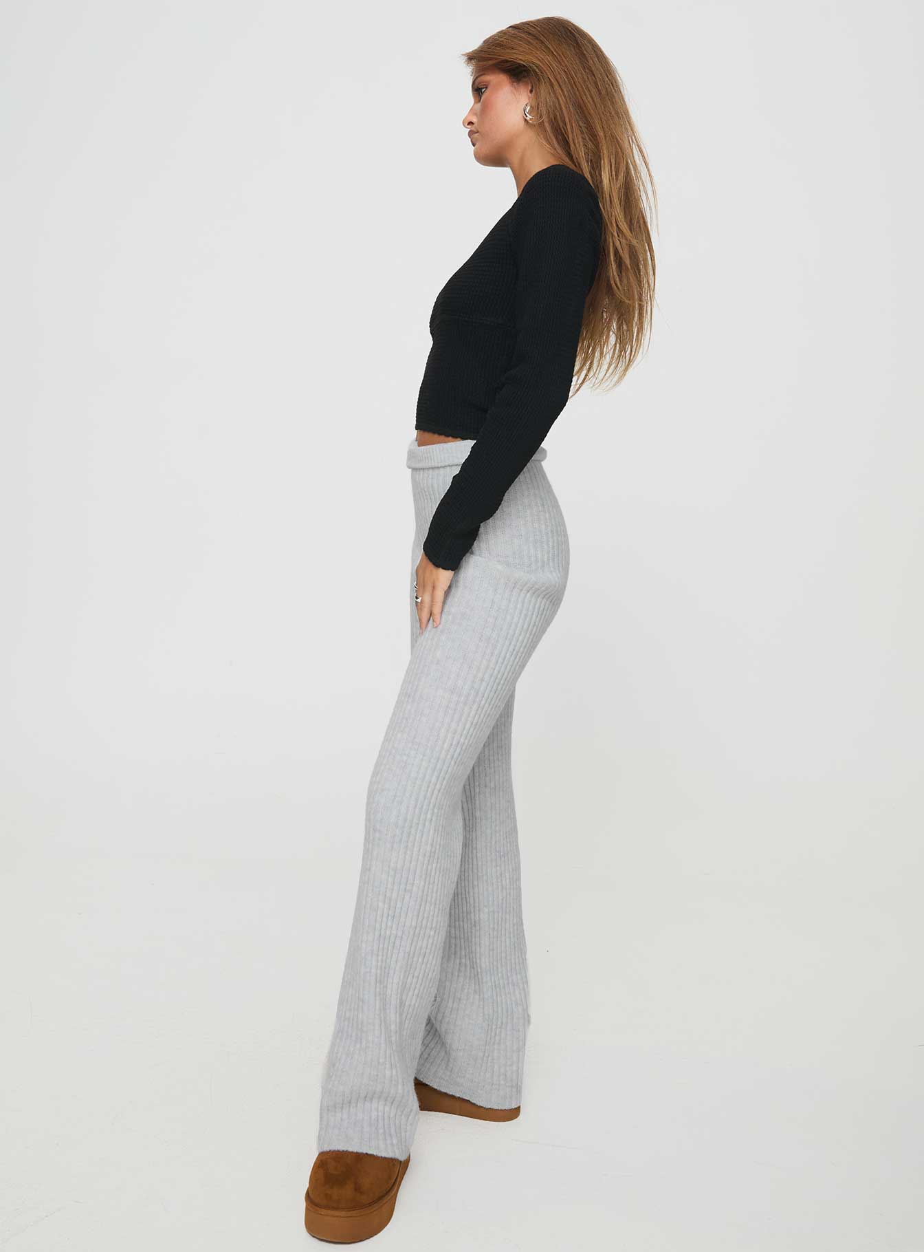 Templa Knit Pants Grey Marle、mySite、solidvoid