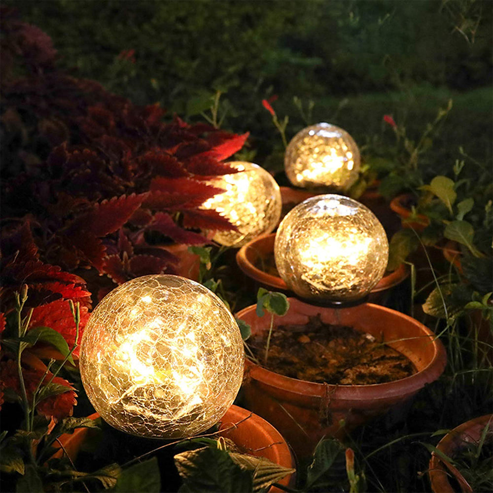 Cracked Glass Ball Outdoor Solar Light - Set of 2、mySite、camillekostekn