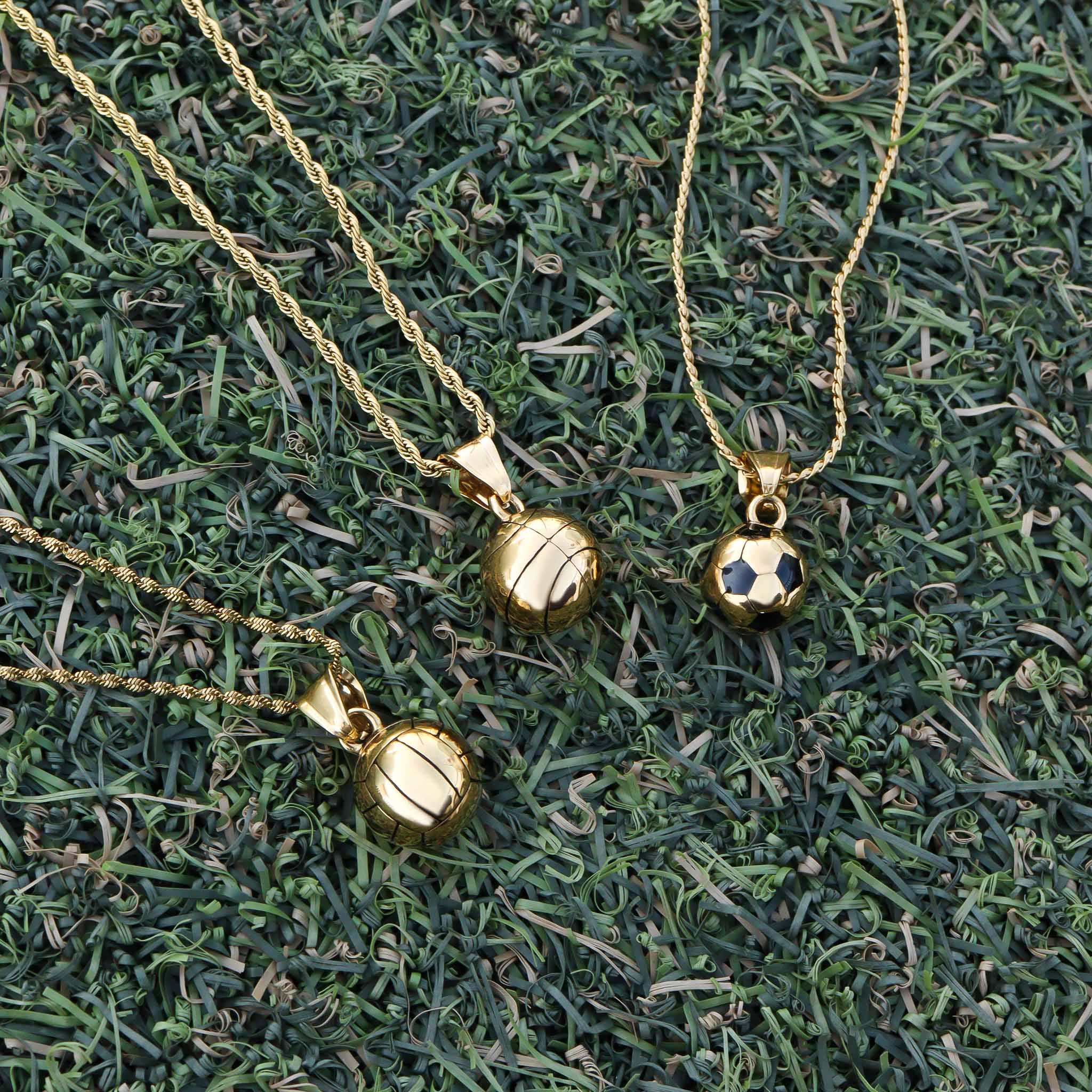 18K Gold PVD Stainless Steel 3D Soccer Ball Charm / PDL0182、mySite、dreamappss