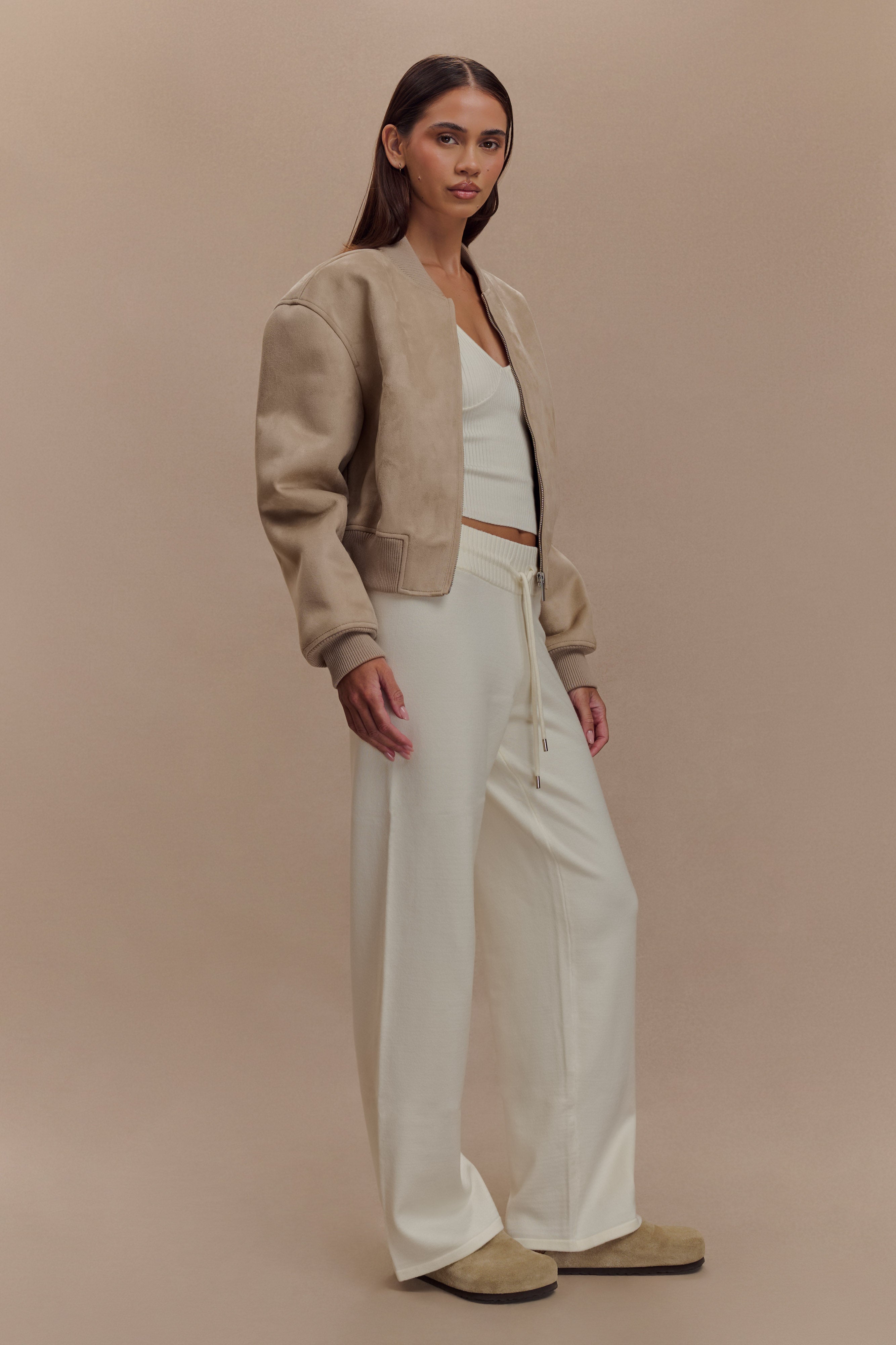 Rudy Suede Bomber Jacket - Sand、mySite、solidvoid