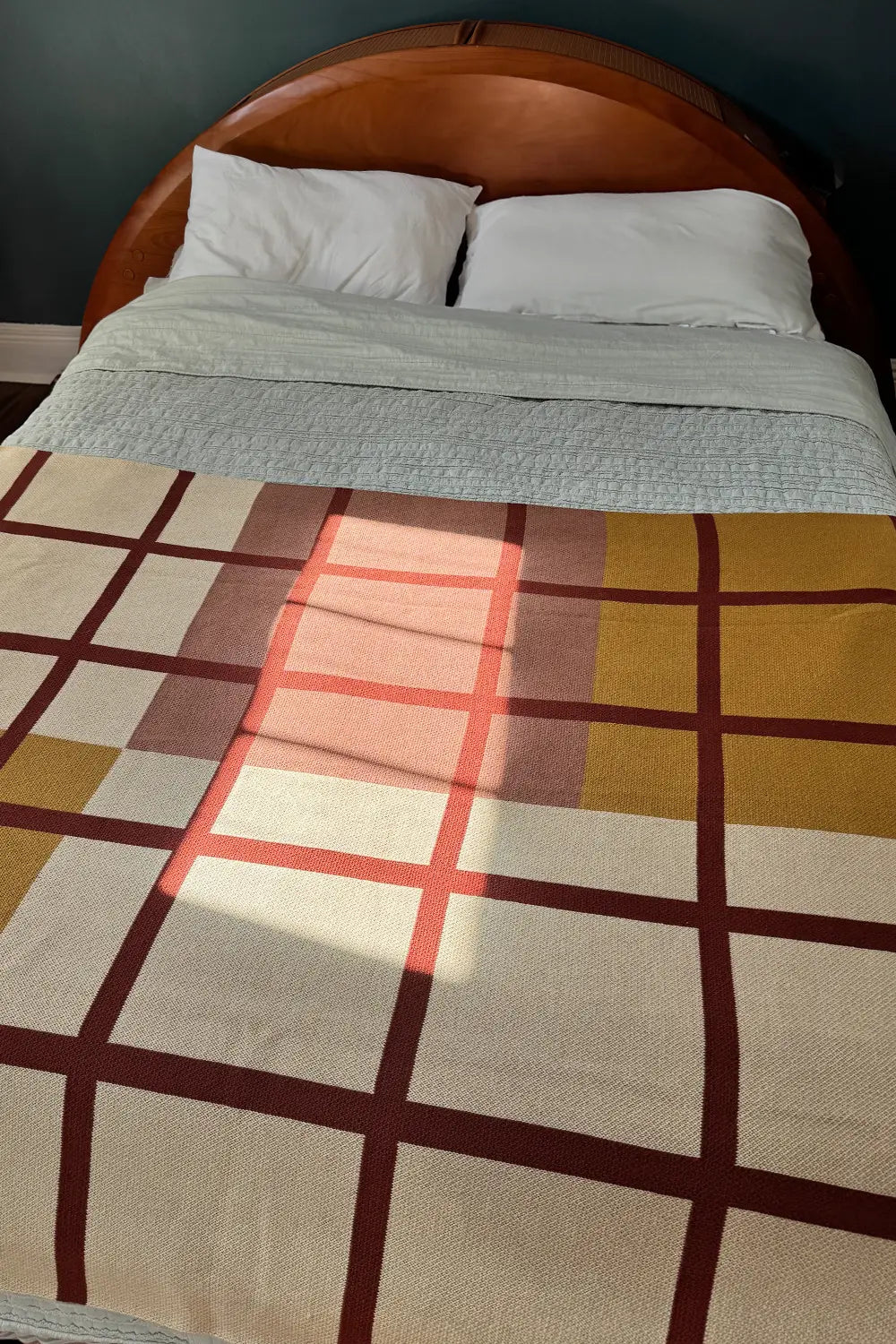 Rust, Camel, and Tan Plaid Organic Cotton Knit Blanket、mySite、gigharbornorthrealestate