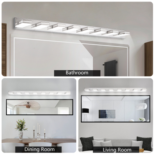 Modern Chrome LED Vanity Light, 5-Lights Wall Sconce for Bathroom and Mirror, Sleek Minimalist Design, Energy-Efficient, Easy to Install、、eastwooduniform