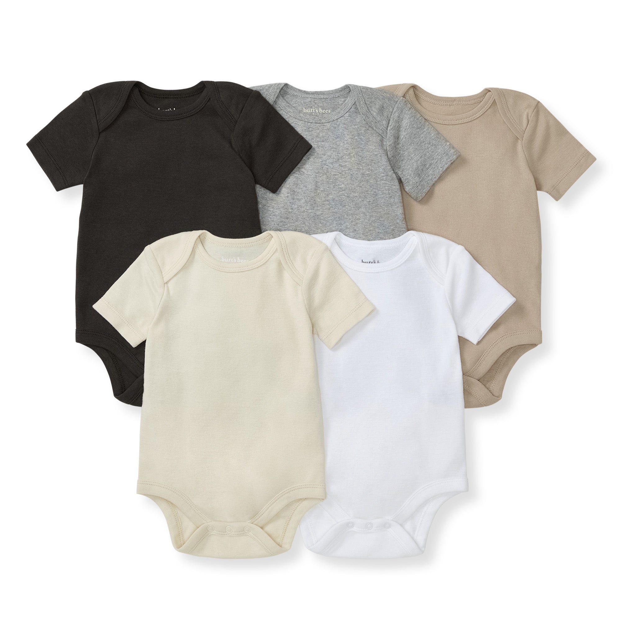  Solid Organic Cotton Short Sleeve Baby Bodysuits 5 Pack - Ash、mySite、layawaytickets