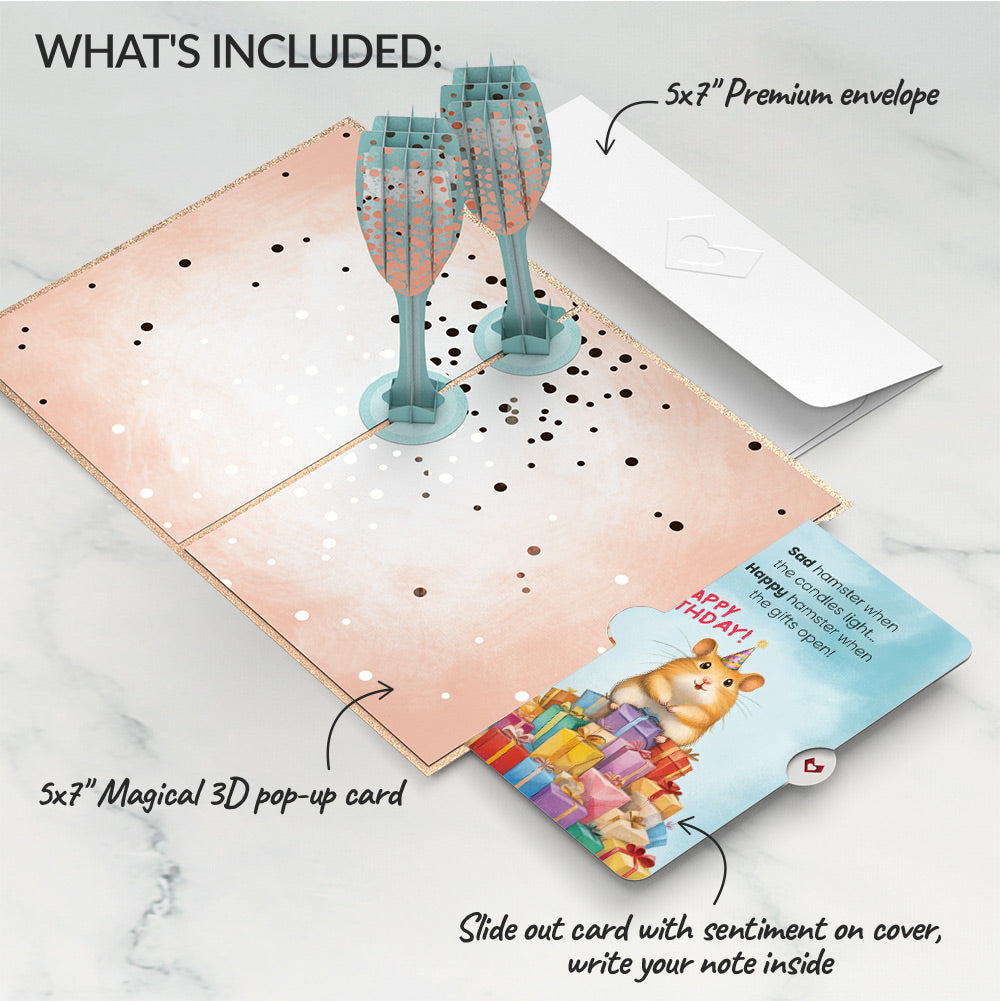 Champagne Toast Birthday Pop-Up Card and Happy Hamster Sentiment Set、mySite、solidvoid
