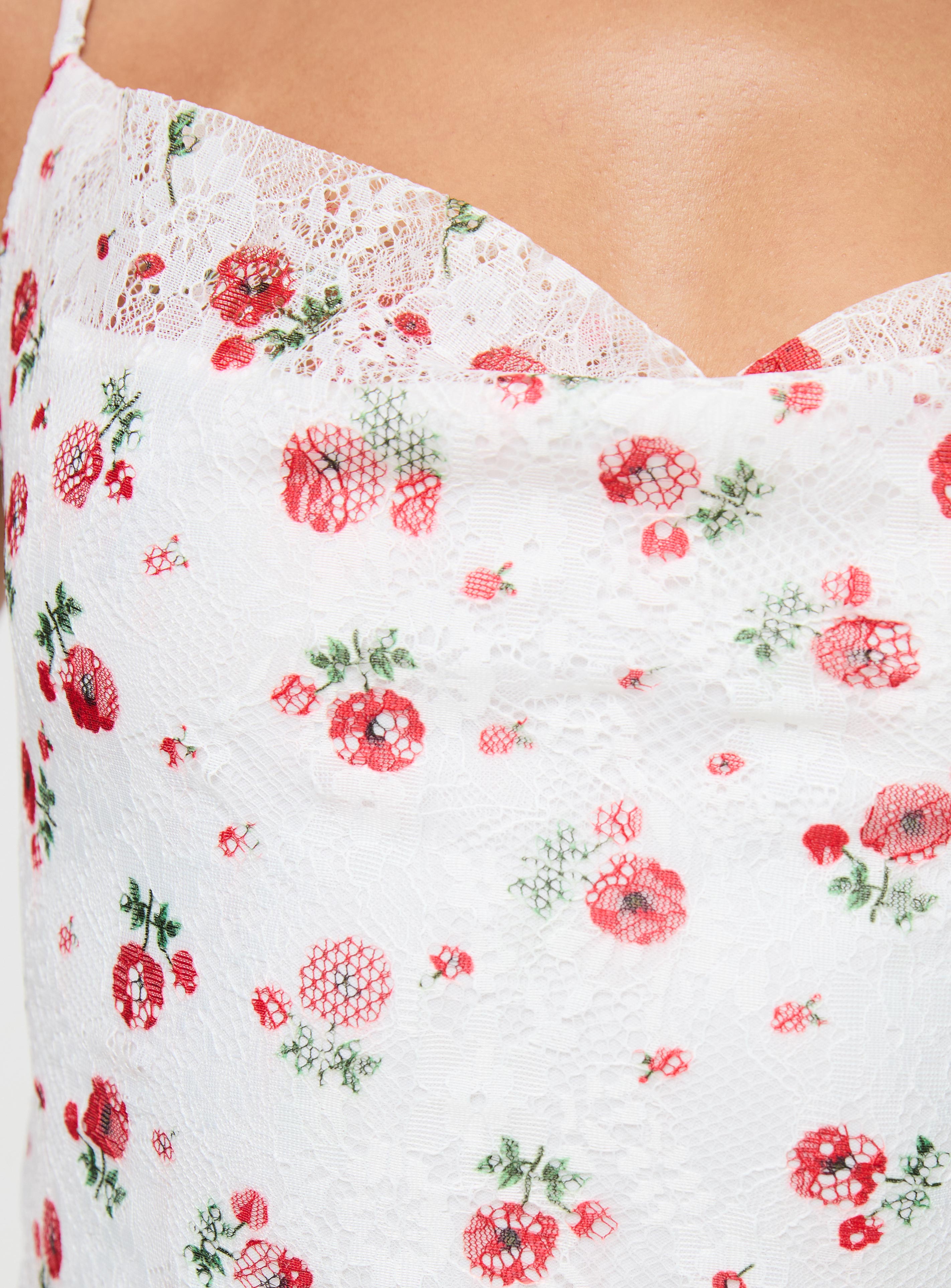 Celena Lace Mini Dress White / Red Floral、mySite、solidvoid