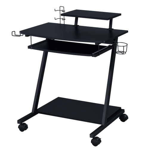 Black Gaming Desk with Keyboard Tray、、casual