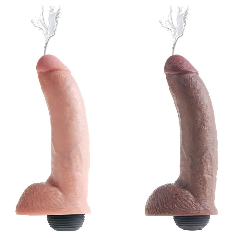 King Cock 9 Inch Squirting Realistic Dildo with Balls (Tan/White)、mySite、bottomscart