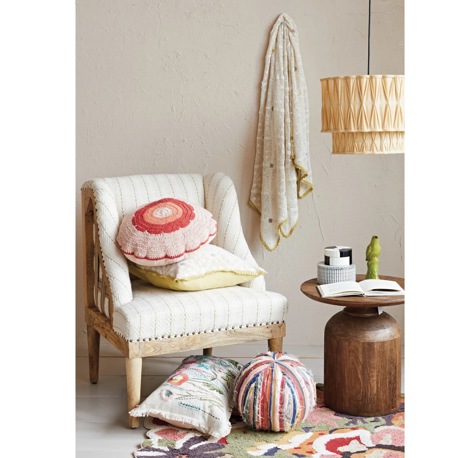  Round Woven Cotton Blend Orb Pillow、mySite、elrpsem3k