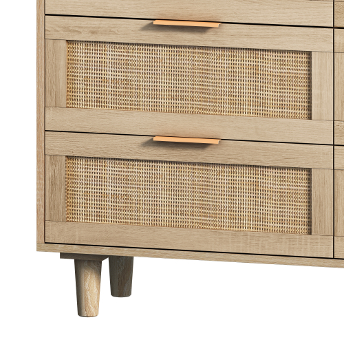 51.18"6-Drawers Rattan Storage Cabinet Rattan Drawer,for Bedroom,Living Room,Natural (Same SKU:W757P198980)、、casual