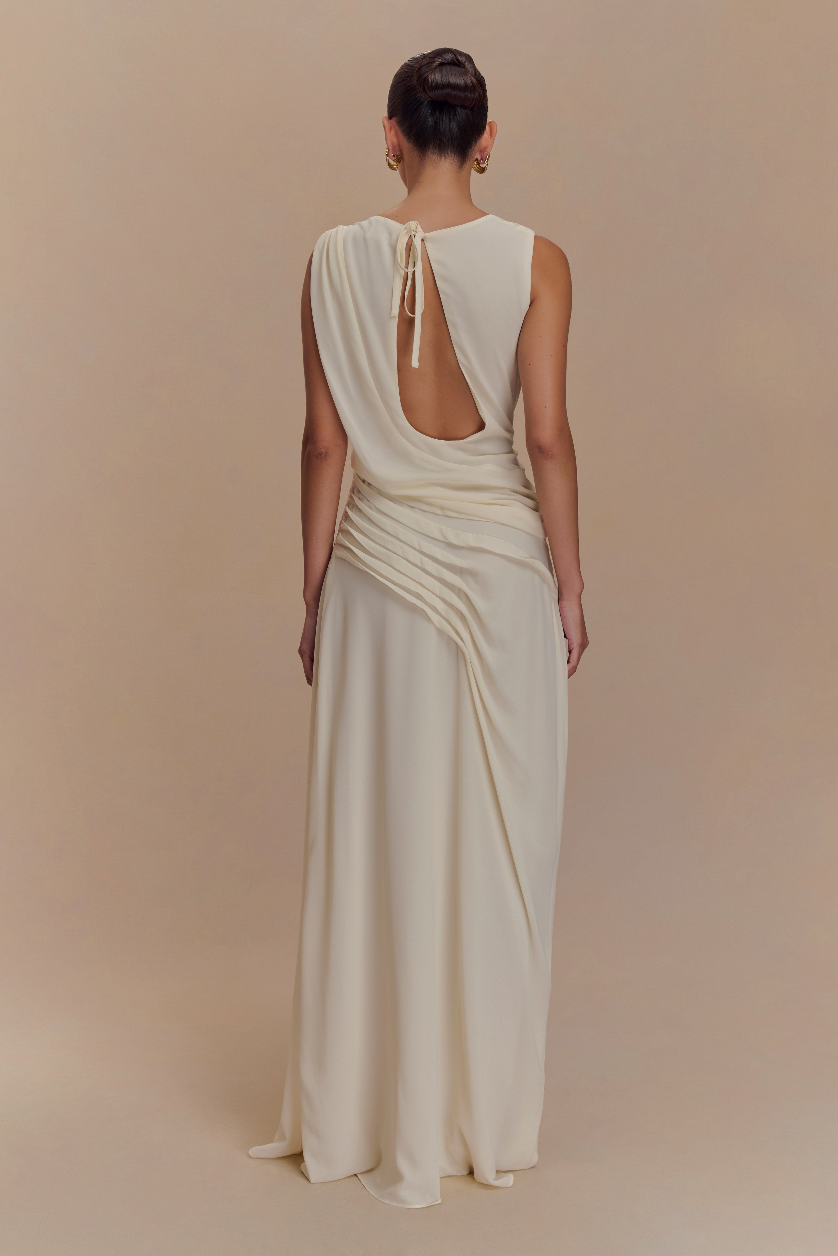 Oria Chiffon Maxi Dress - Ivory、mySite、solidvoid