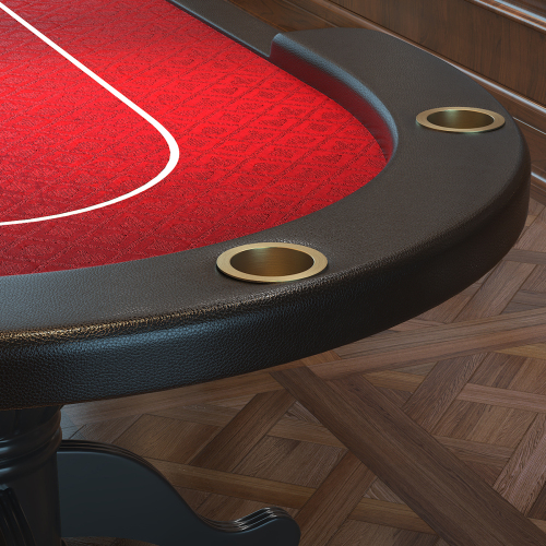 96" Oval Aura Poker Table for 10 Players Texas Holdem Poker Card with Bet Line Felt Surface Jumbo Cup Holders Red、、casual