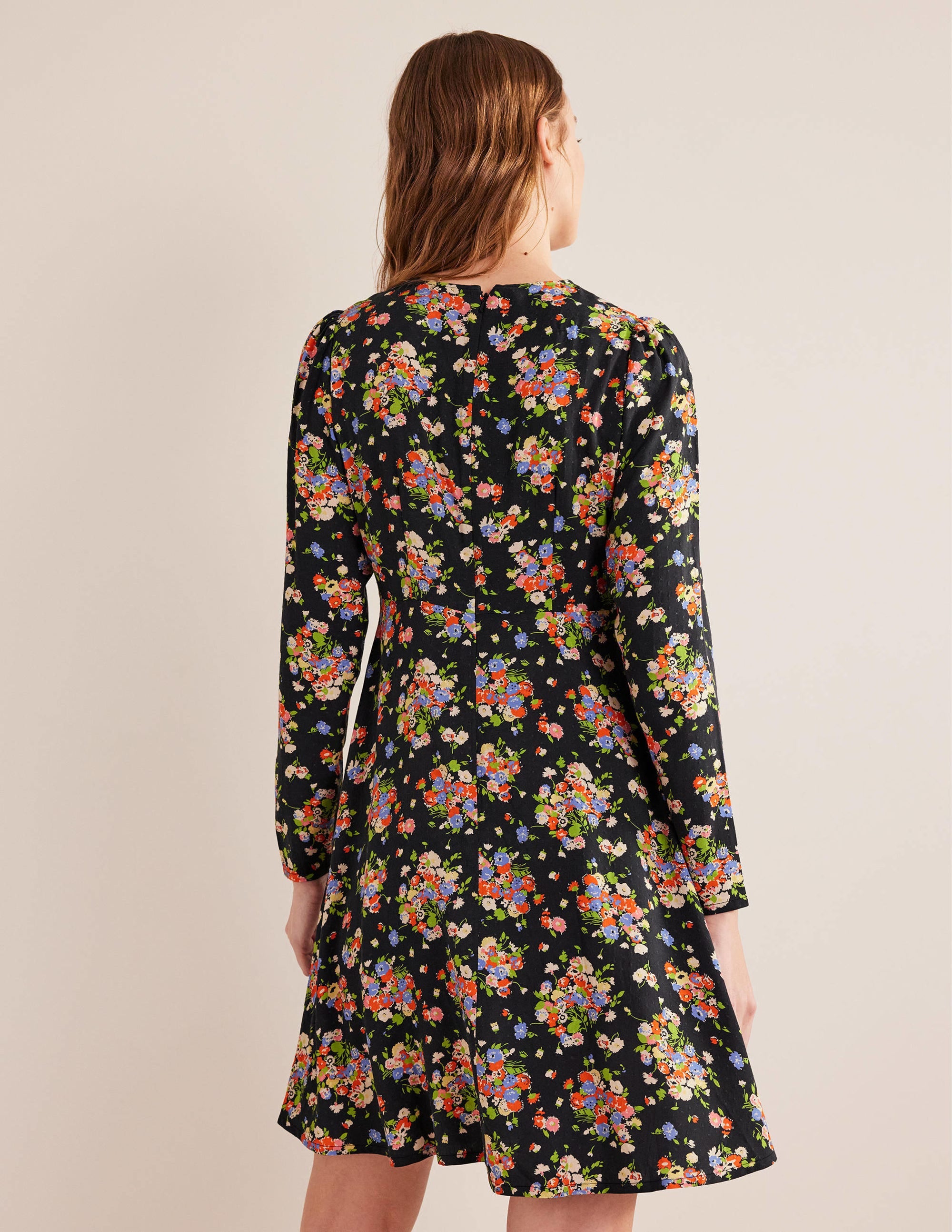  Crew Neck Fit-and-Flare Dress-Black, Wild Cluster、mySite、ashleygrahame