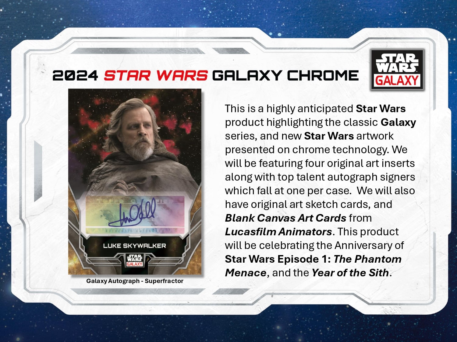 Topps Chrome Star Wars Galaxy 2024 - Hobby Box、mySite、waistdrama
