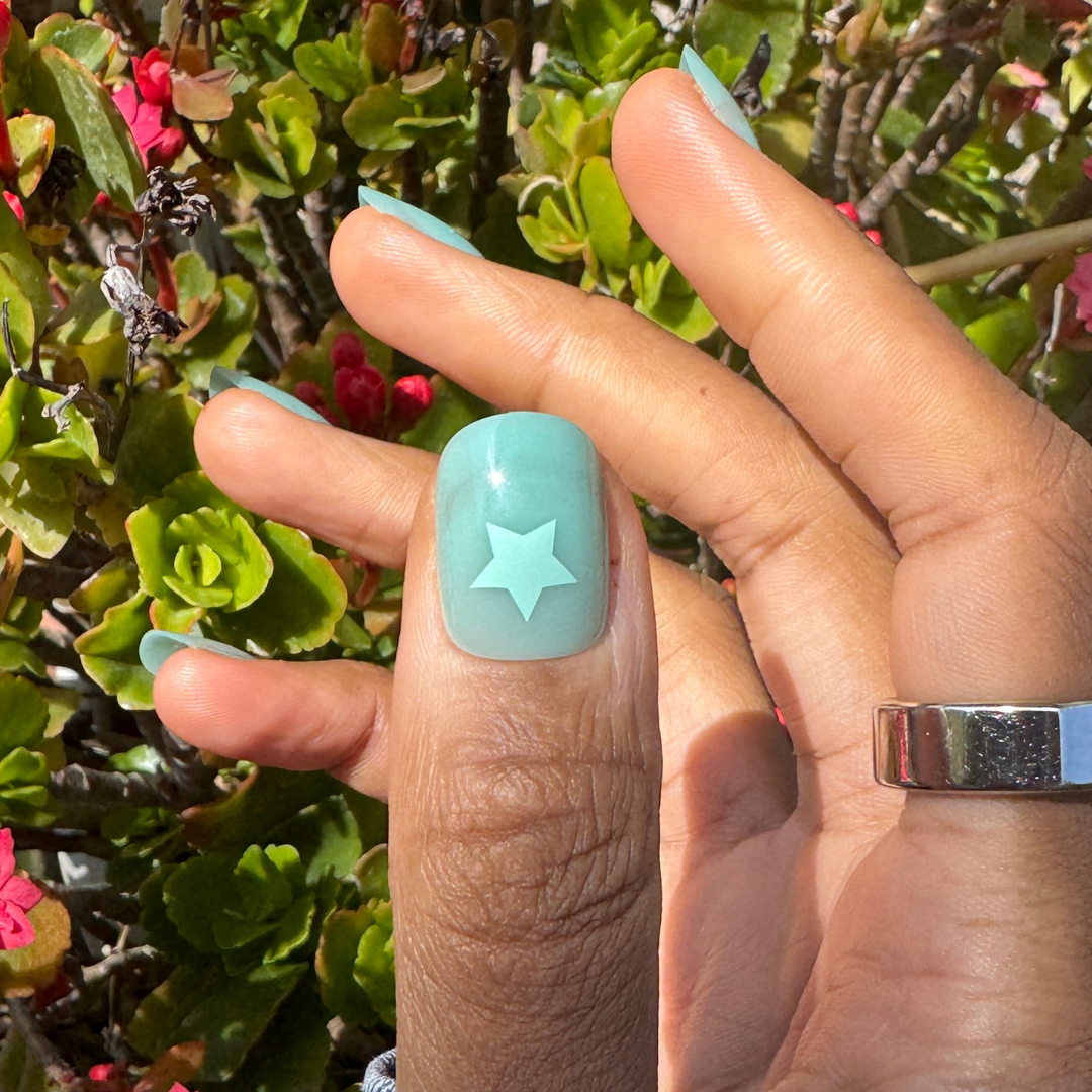 Spring Stars | Short | Squoval - Tab Press-On、mySite、solidvoid