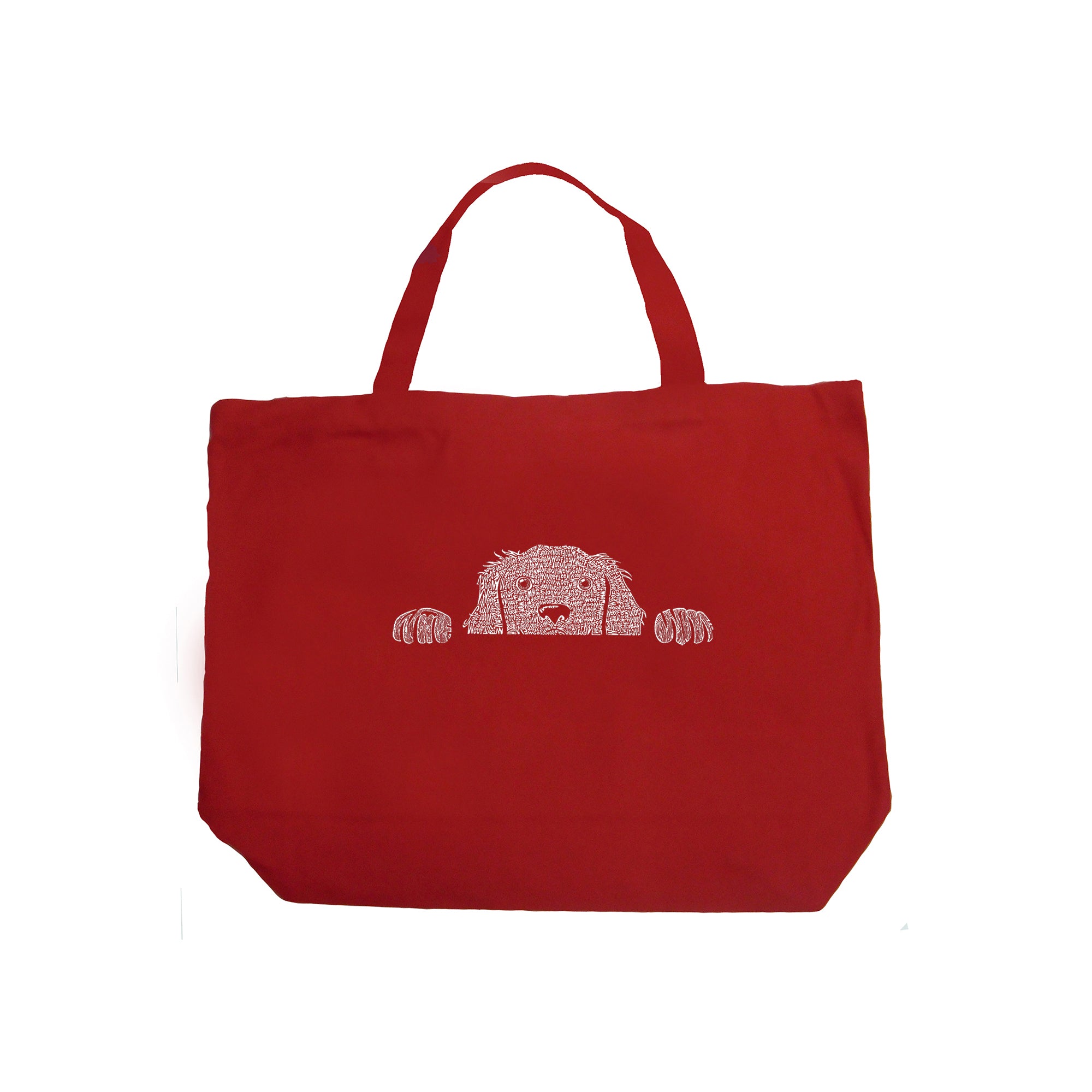 Peeking Dog - Large Word Art Tote Bag、mySite、camillekostekn