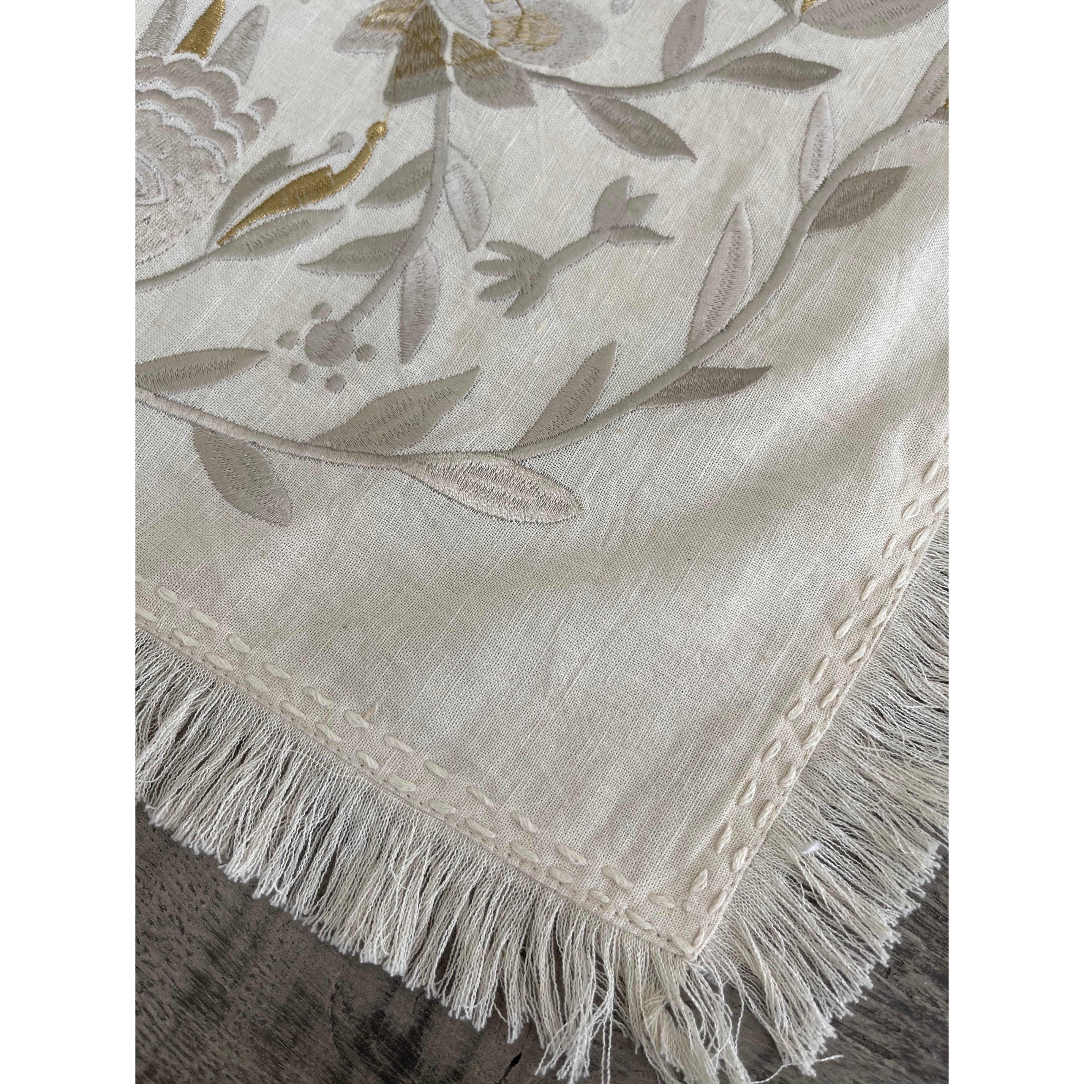 Handmade Linen Challah Cover - Beige and Beige、mySite、topwebapps