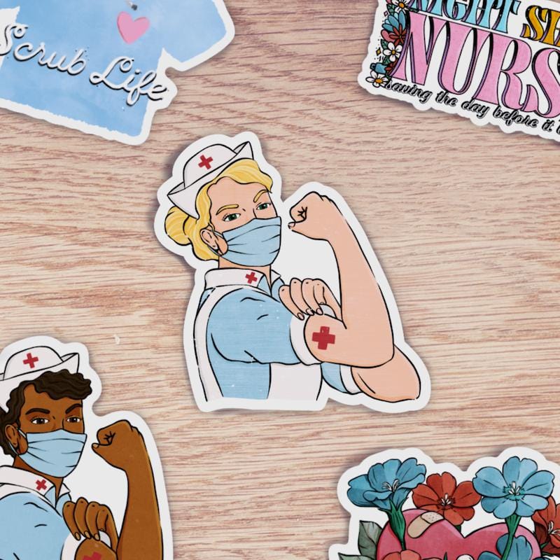  Rosie The Riveter Nurse Blonde Hair Sticker、mySite、elrpsem3k