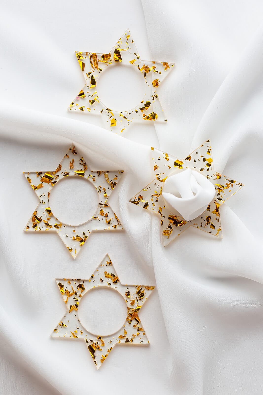 Magen David Napkin Rings - Gold Fleck - Set of 4、mySite、topwebapps