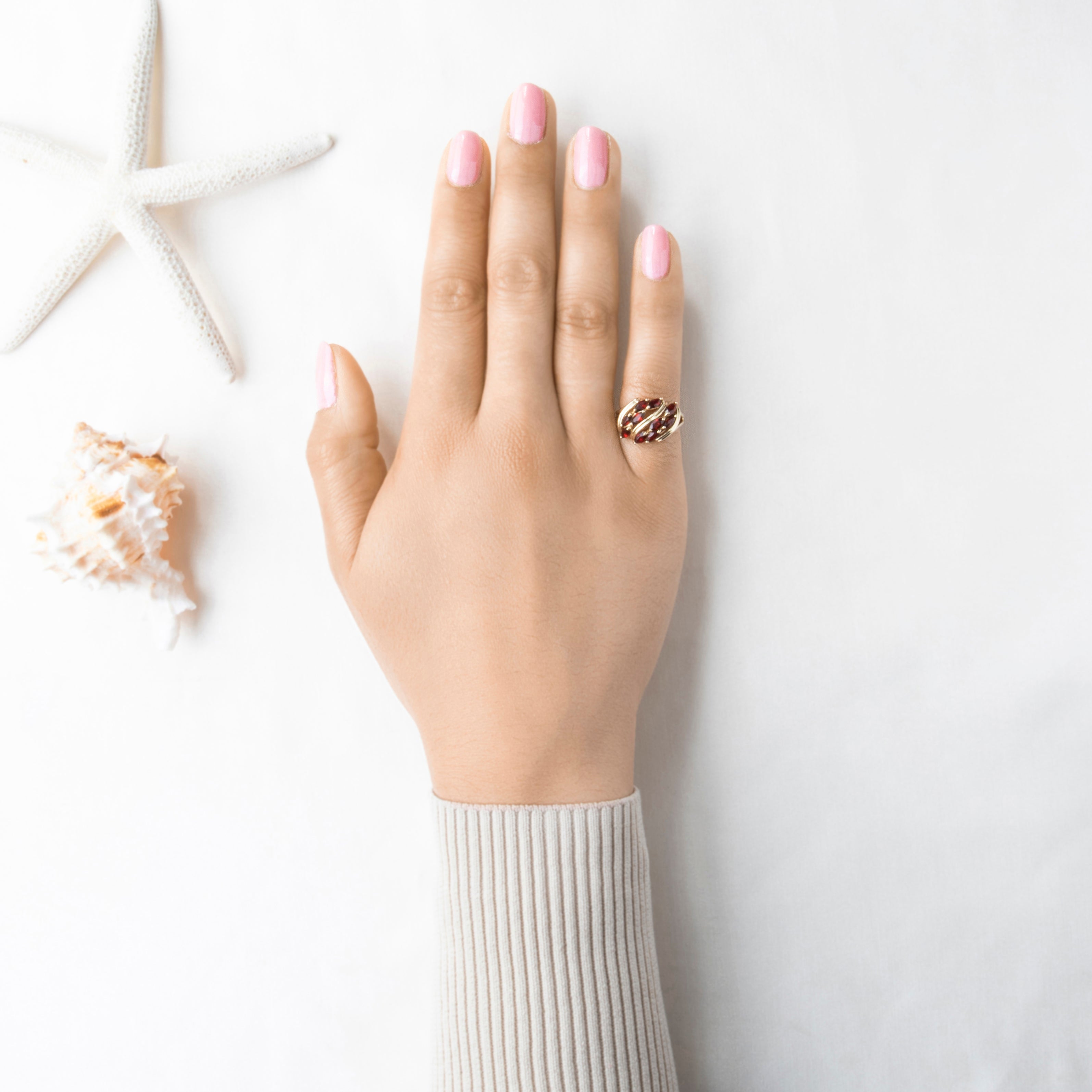 Vintage 10k Yellow Gold 1.5cttw Garnet Marquise Cluster Ring 5.00、mySite、hinf8tx79