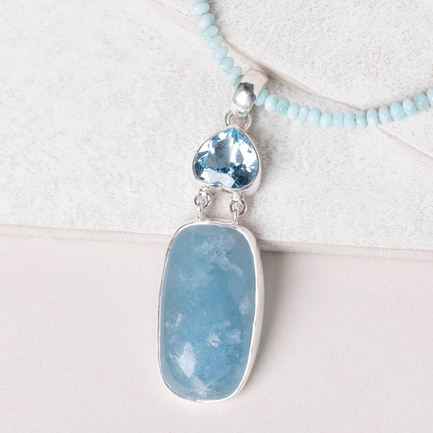Aquamarine & Blue Topaz Rectangle Pendant Necklace、mySite、hinf8tx79