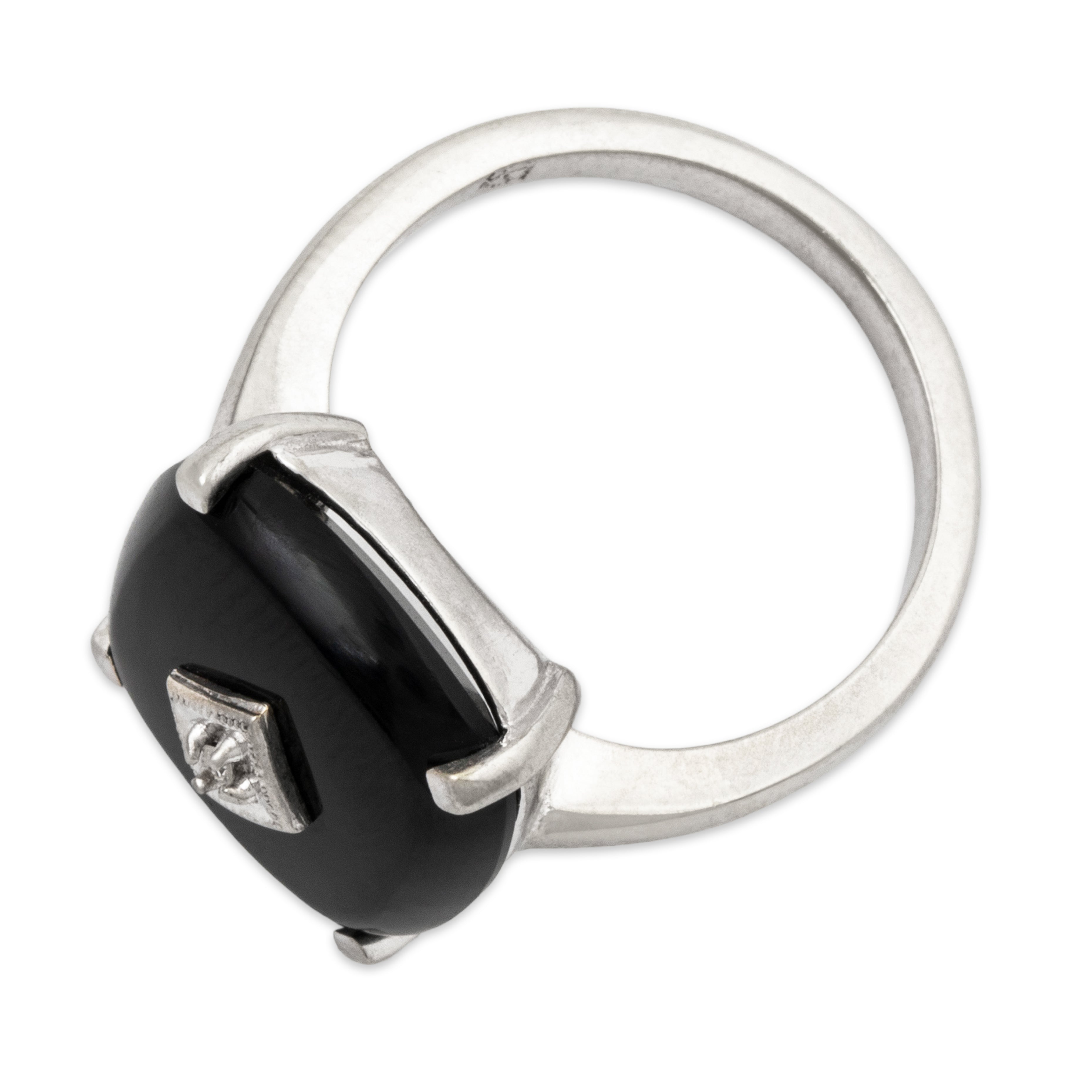 Vintage 10k White Gold 5ct Onyx Diamond Art Deco Style Ring 6.50、mySite、hinf8tx79