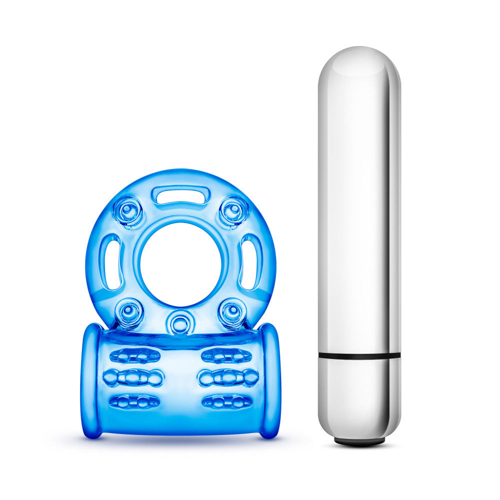 Stay Hard By Blush® | Bull Ring: 3-In-1 Blue 10-Function Vibrating Penis Ring、mySite、bottomscart
