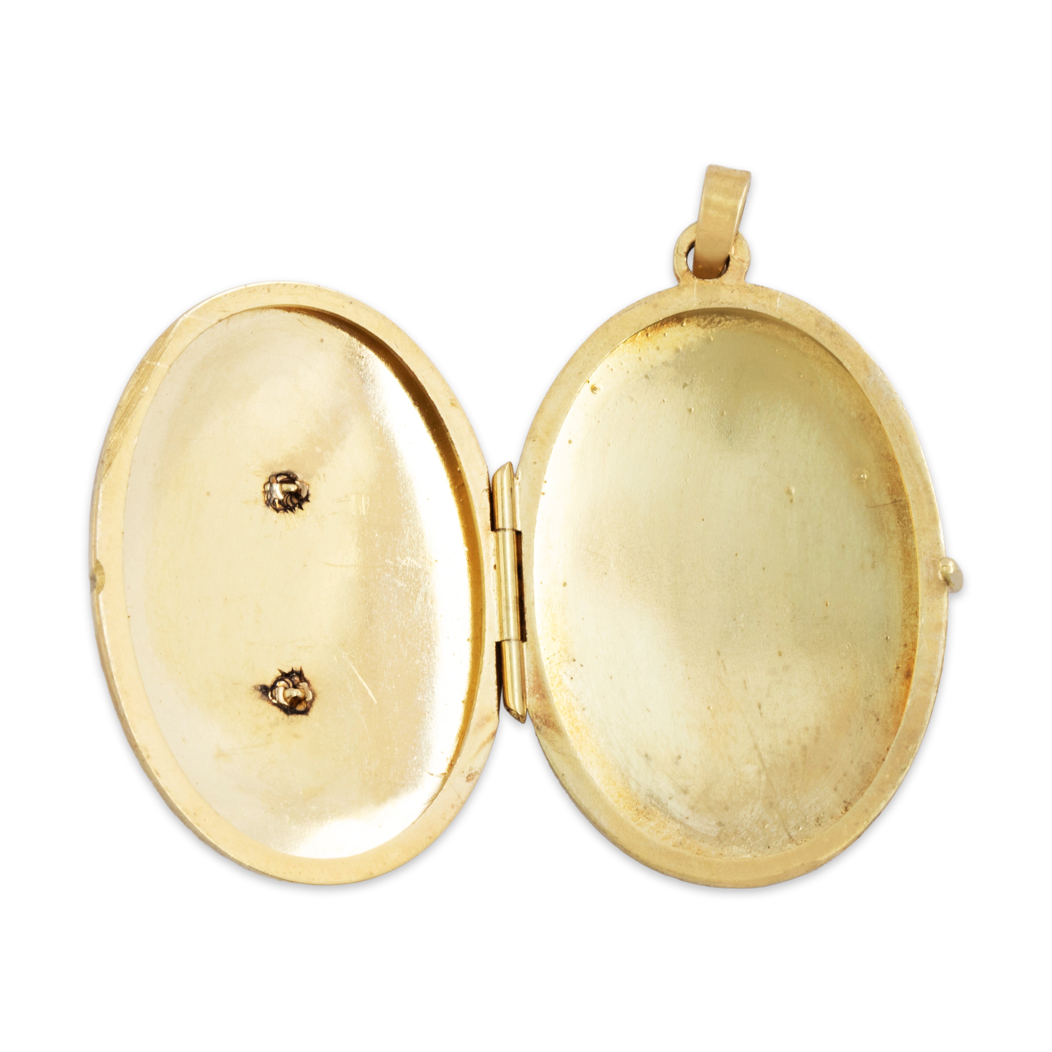 Vintage Large 14k Yellow Gold Blue Sapphire Diamond Lovely Locket Pendant、mySite、hinf8tx79