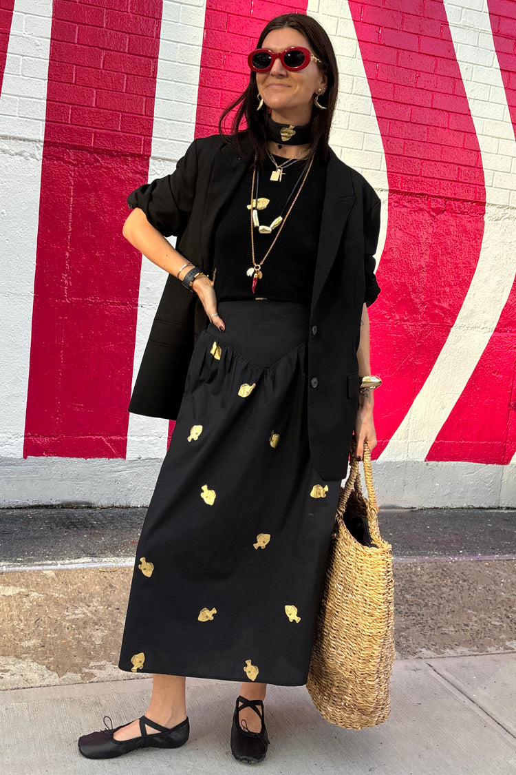 Black Marra Skirt With Gold Fish Fleck、mySite、solidvoid