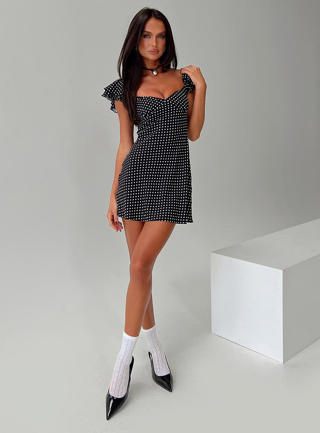 Moretti Mini Dress Black Polka Dot、mySite、solidvoid