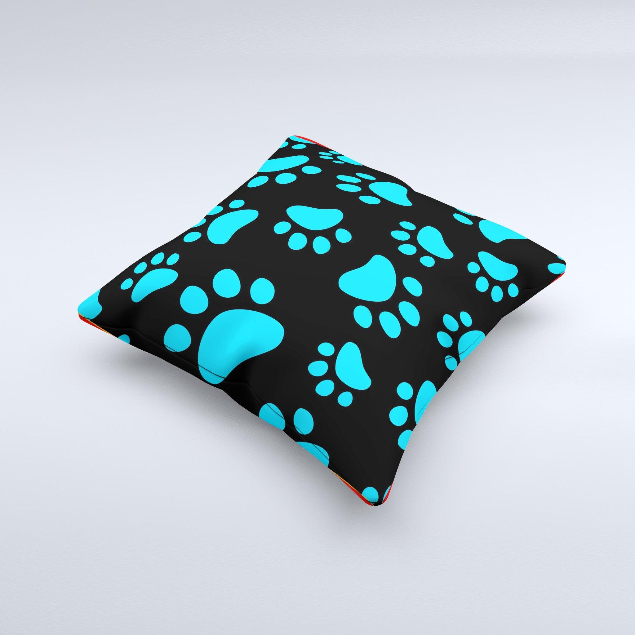 Paw Print Ink-Fuzed Decorative Throw Pillow、mySite、camillekostekn