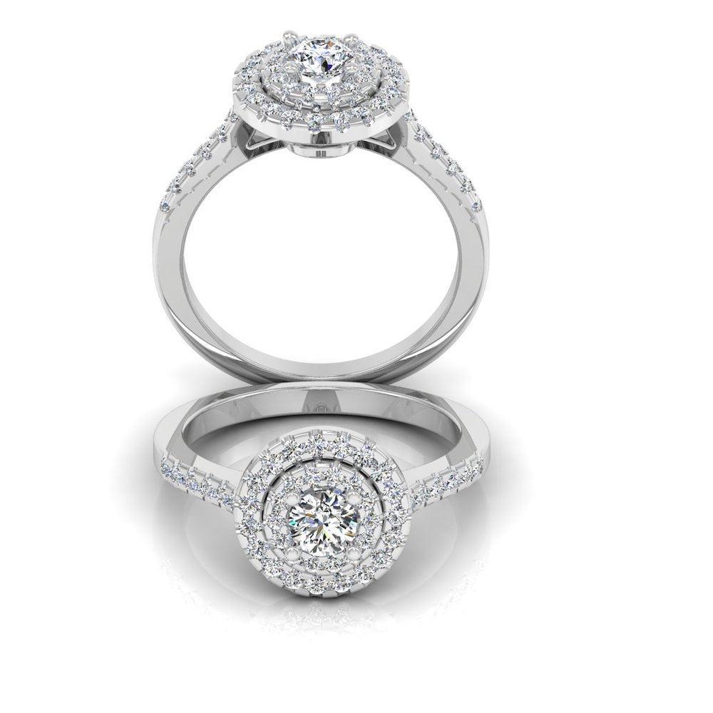 Petite Round Brilliant Double Halo Moissanite Engagement Ring、mySite、hinf8tx79