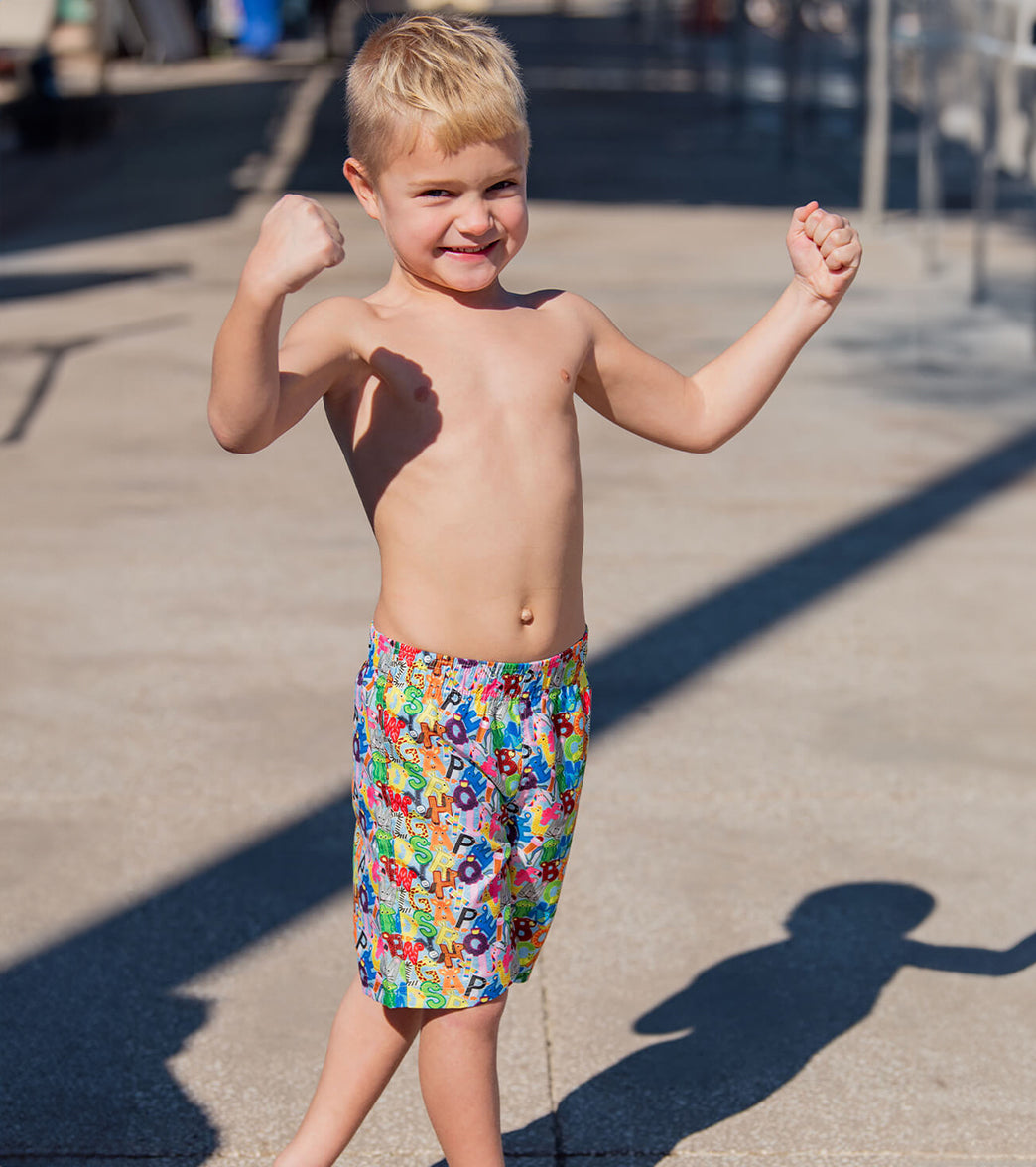 Doflin Boys' Printed Elastic Waist Swim Trunks (Toddler, Little Kid)、mySite、noshort