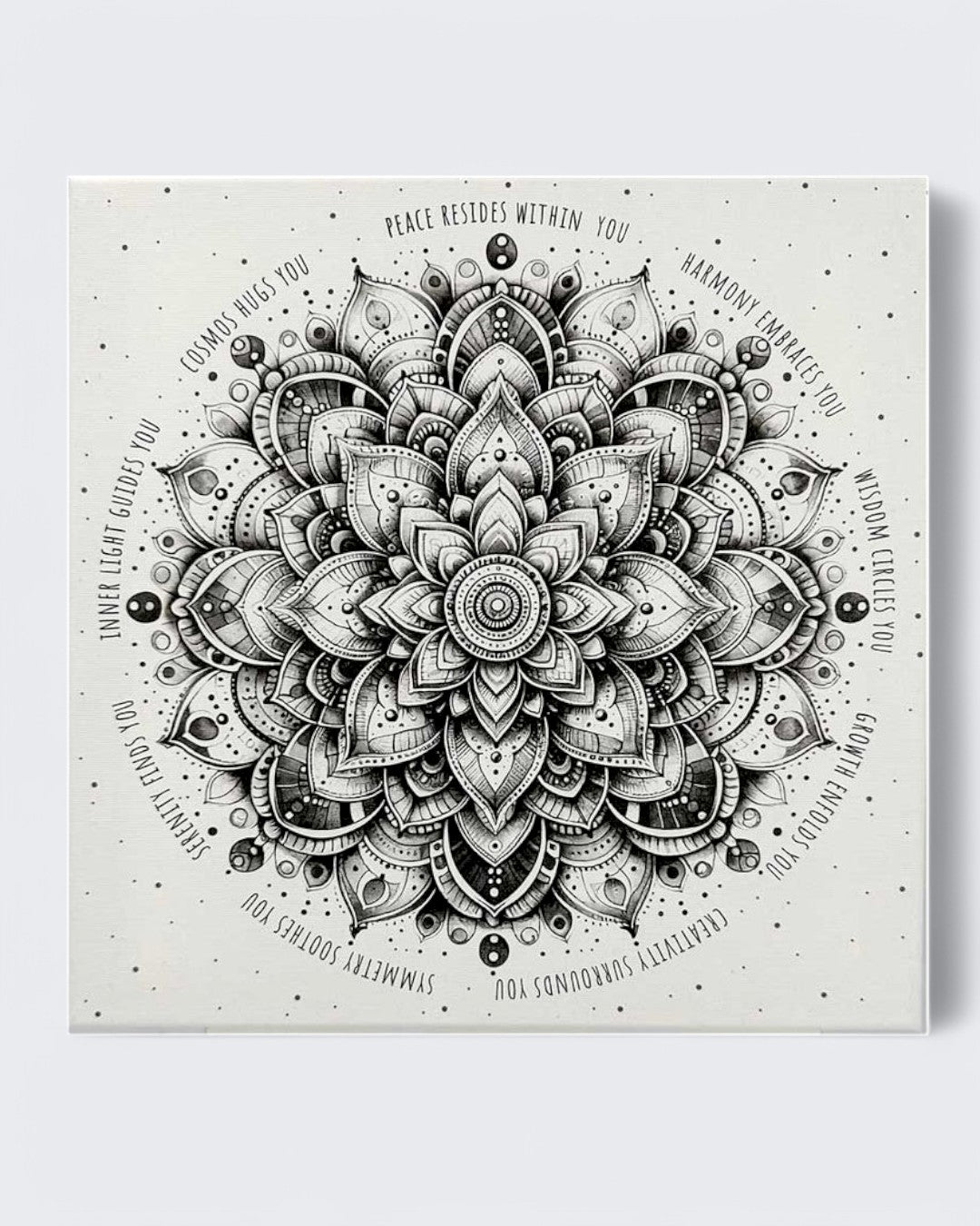 Monochrome Mandala Harmony Wall Canvas Print、mySite、topwebapps