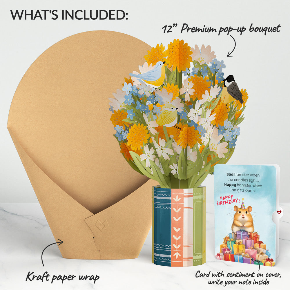 Spring Joy Birthday Bouquet and Happy Hamster Sentiment Set、mySite、solidvoid