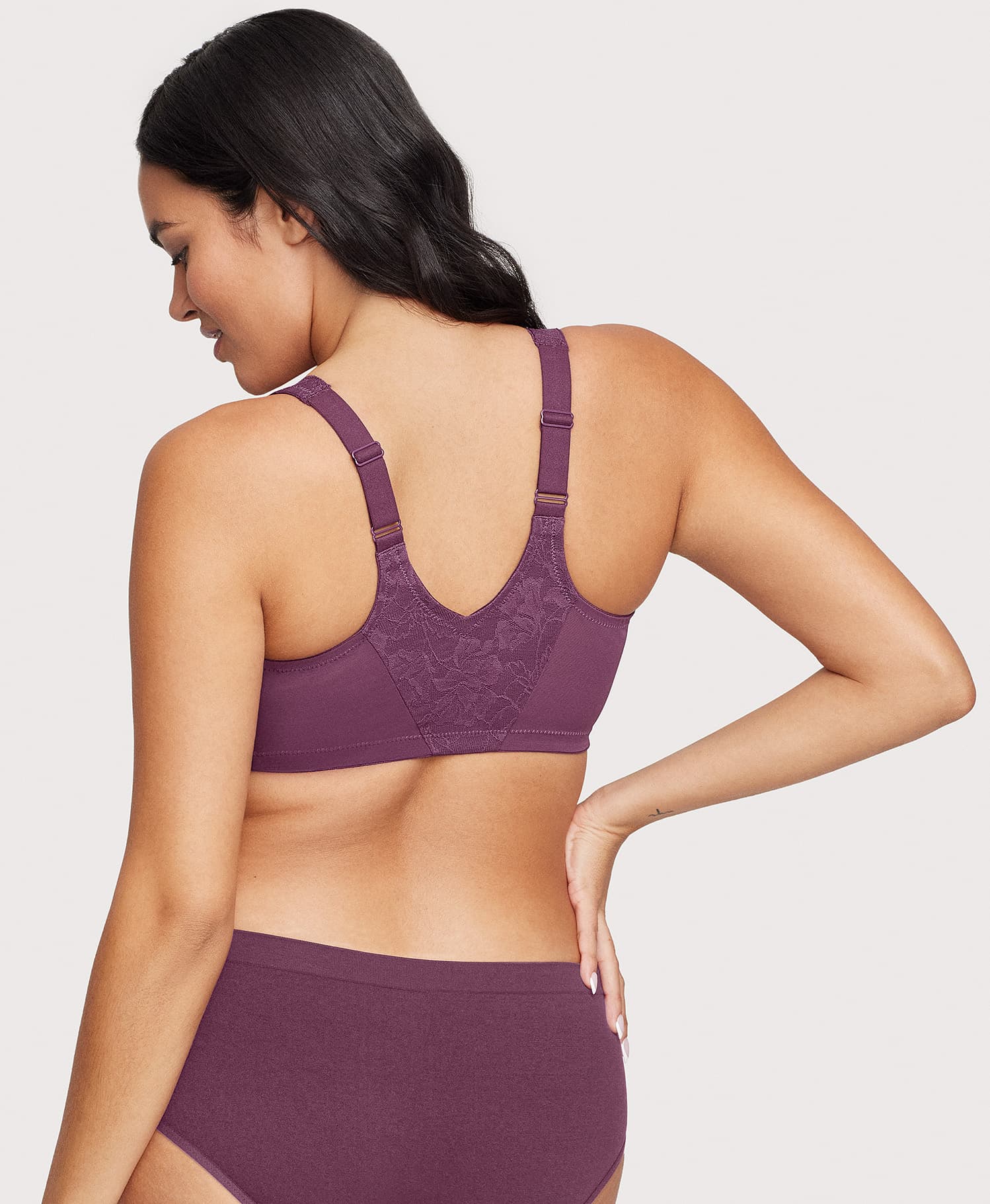  Front-Closure Lacey T-Back WonderWire Bra Black Plum、mySite、justintrudeaud